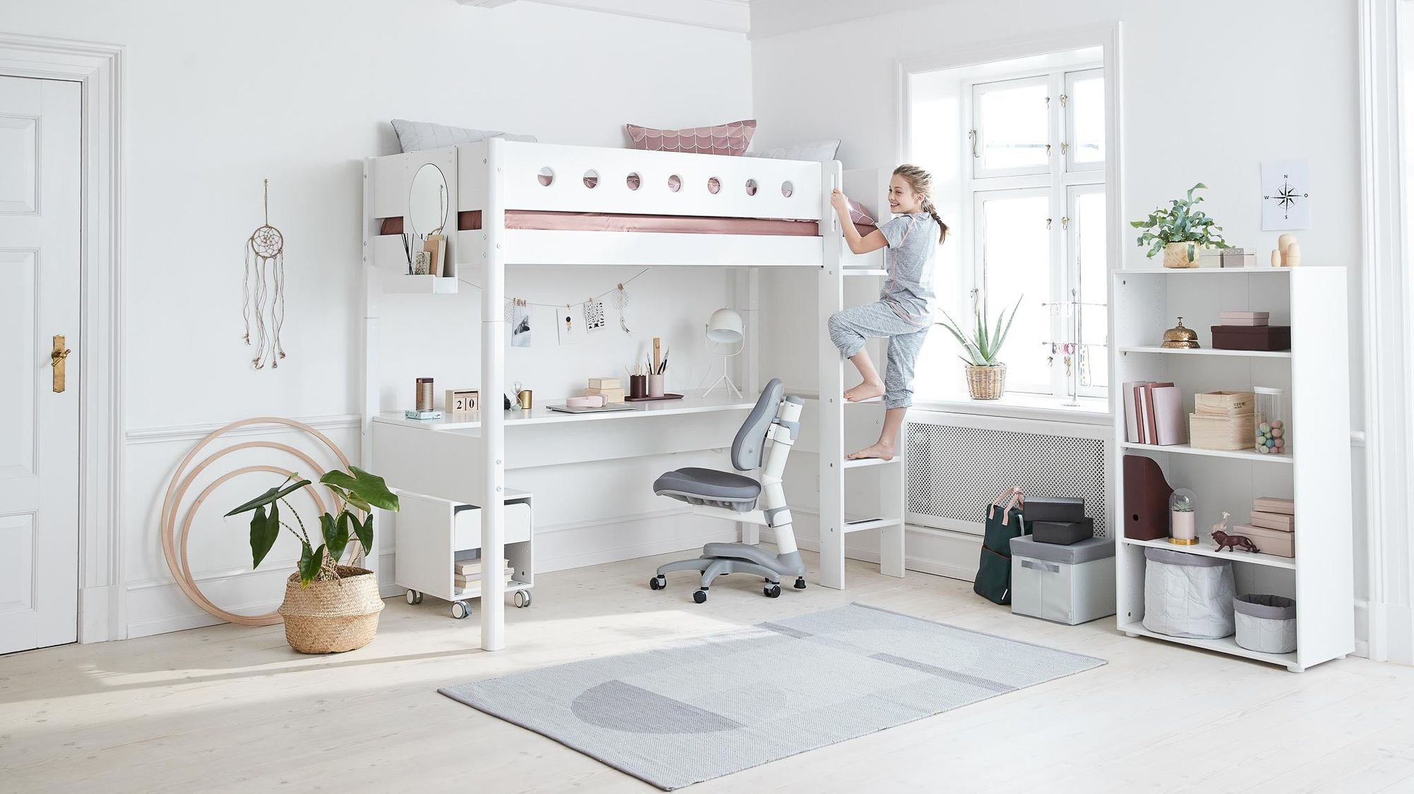 [product_category]-FLEXA High bed w. straight ladder and desk-FLEXA-5706459138671-80-17525-40-FLE-3