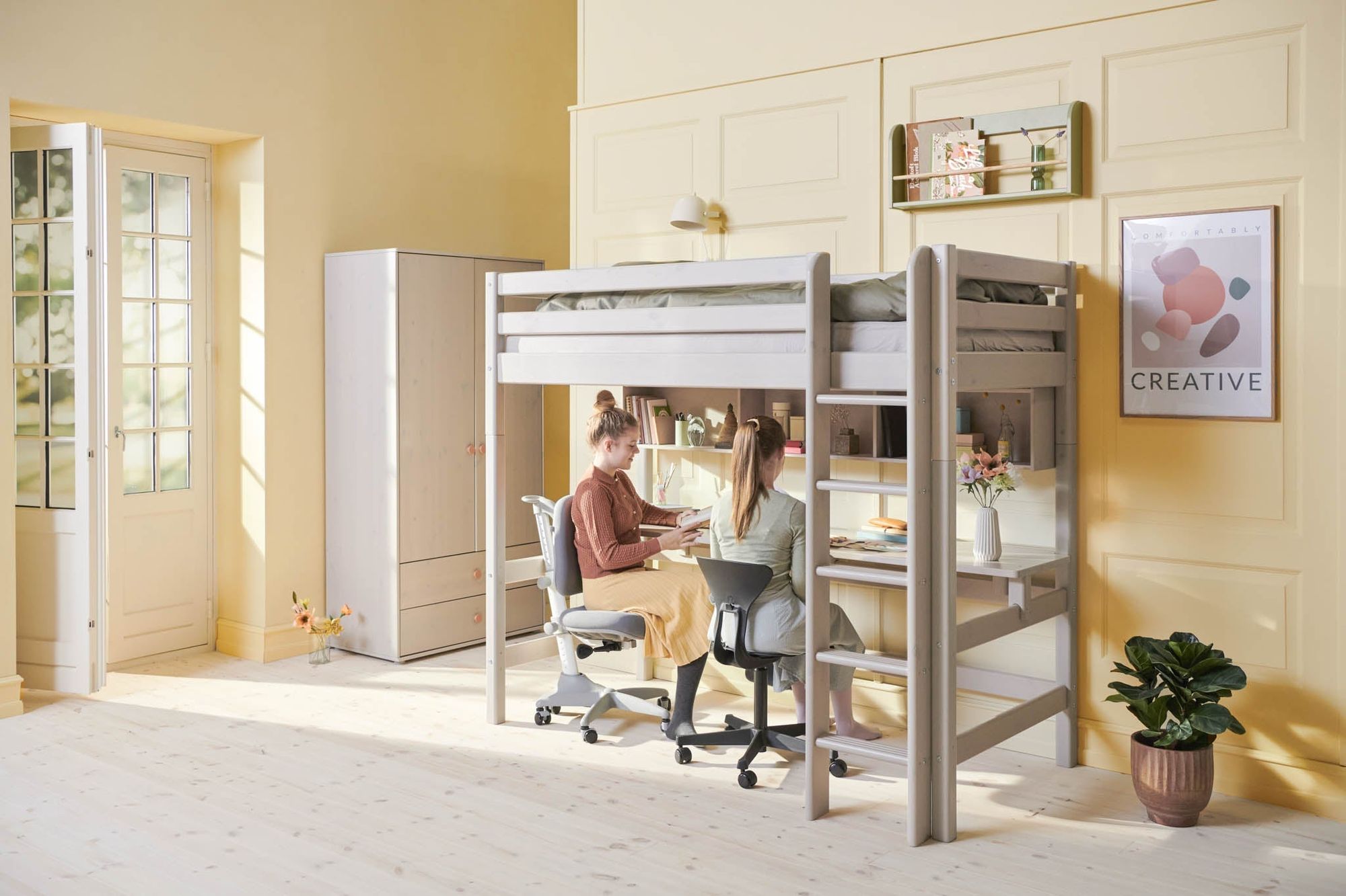 [product_category]-FLEXA High bed w. straight ladder and desk-FLEXA-5706459138985-90-10917-3-01-FLE-2