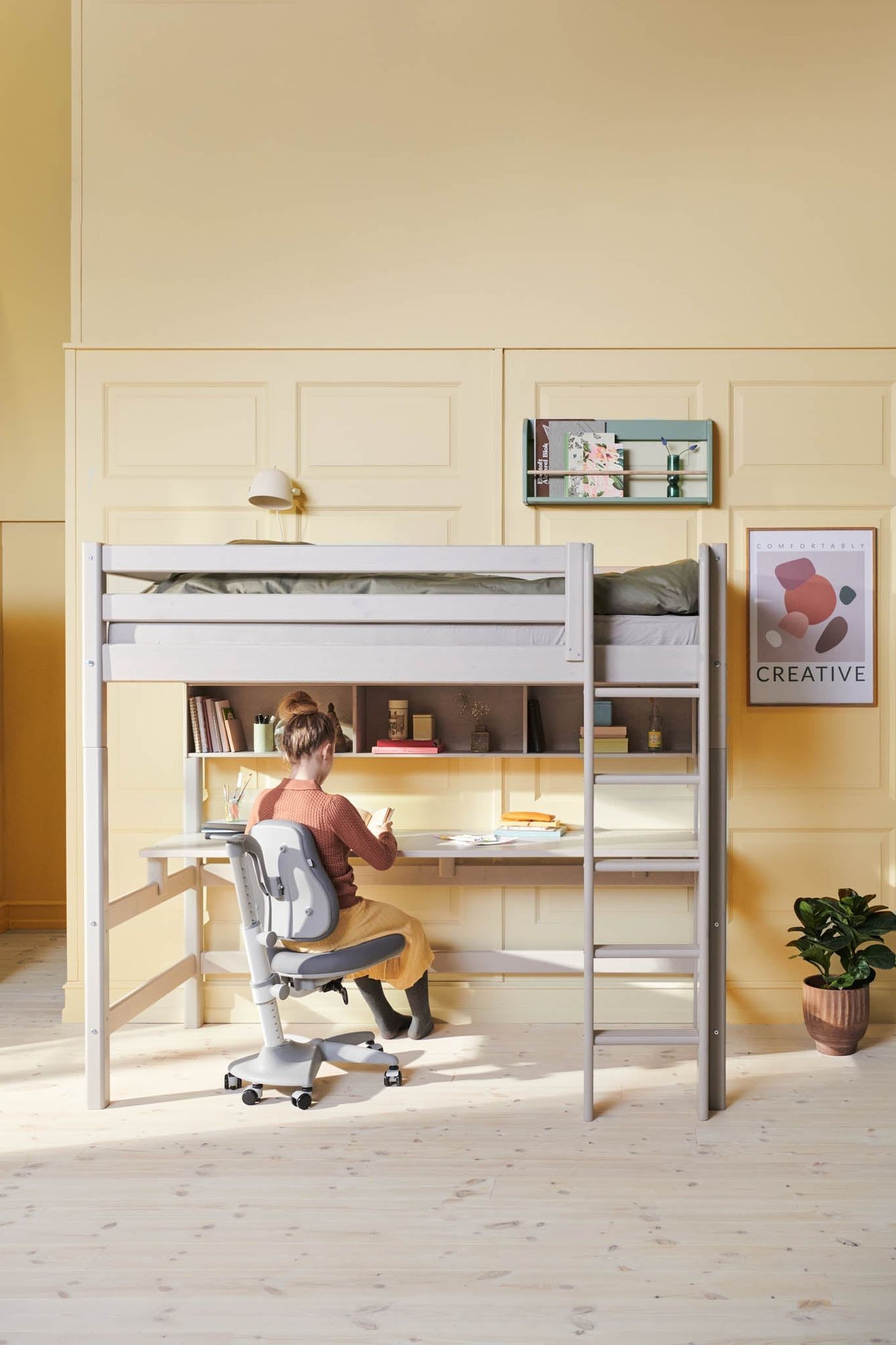[product_category]-FLEXA High bed w. straight ladder and desk-FLEXA-5706459138985-90-10917-3-01-FLE-5
