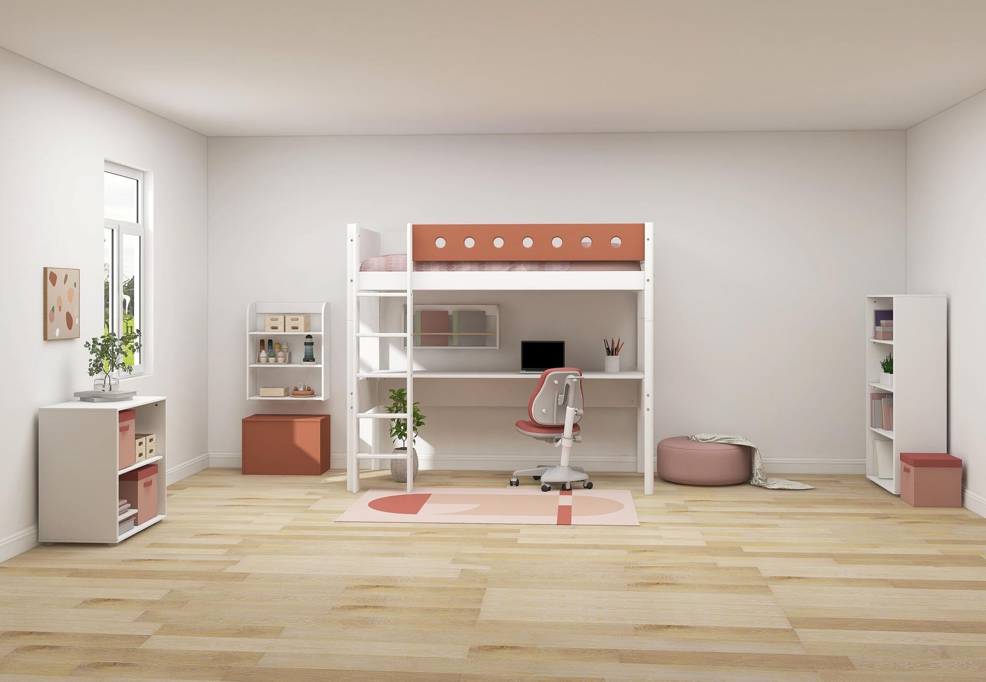 [product_category]-FLEXA High bed w. straight ladder and desk-FLEXA-5706459150857-80-17525-518-FLE-2