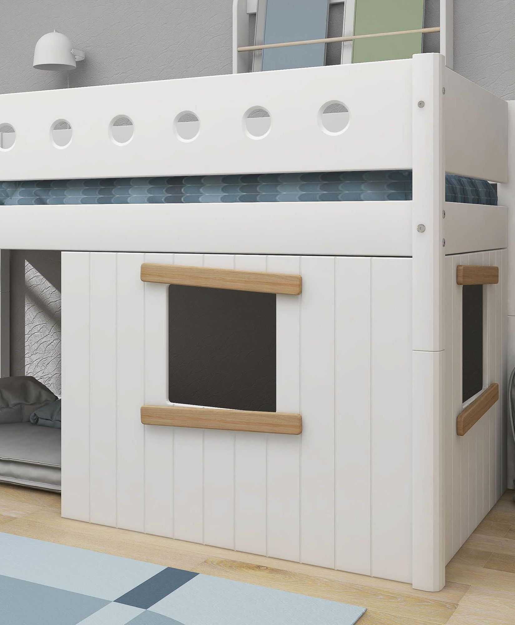 [product_category]-FLEXA Mid-high bed, sl. ladder & Treehouse Bed Fronts, oak frame-FLEXA-5706459145570-90-10981-95-FLE-3
