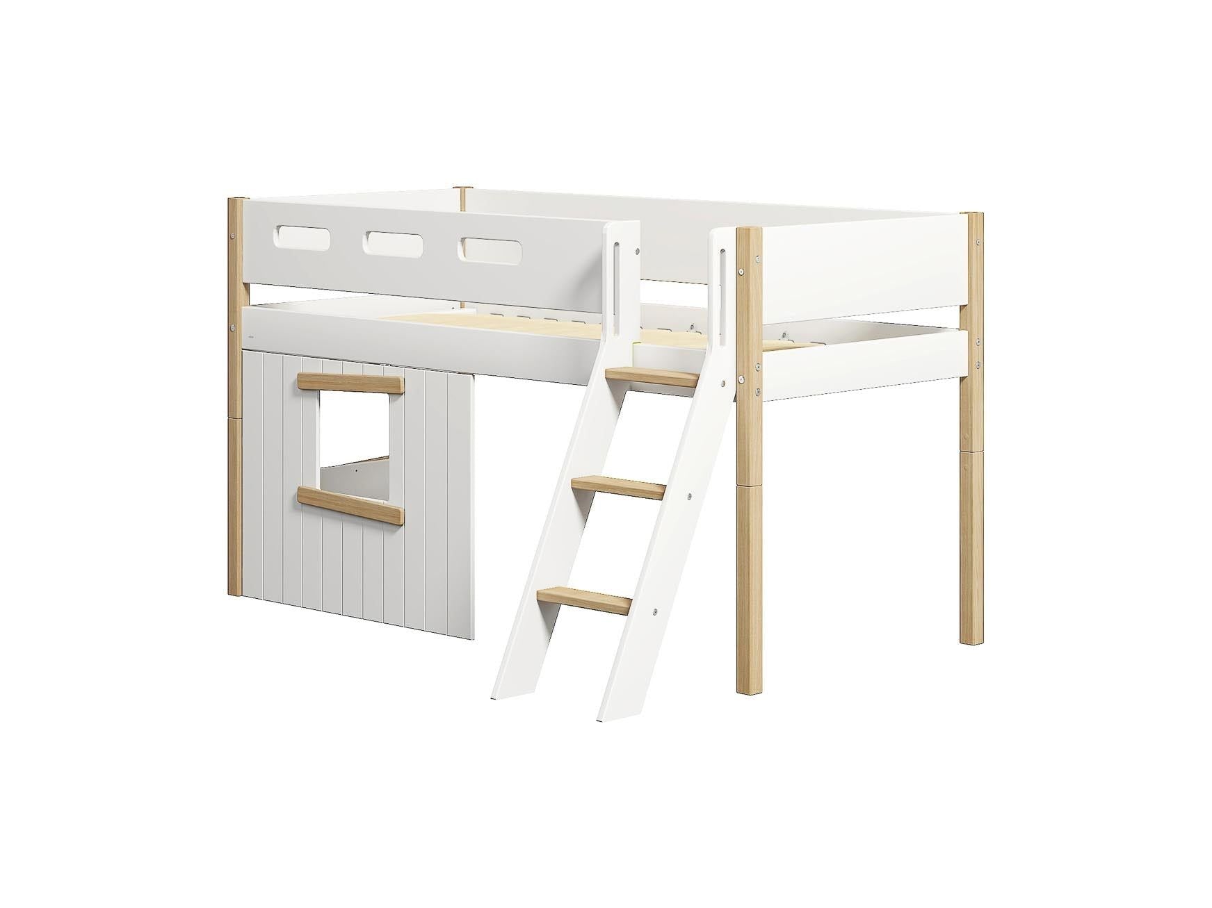 [product_category]-FLEXA Mid-high bed, sl. ladder & Treehouse Bed Fronts, oak frame-FLEXA-5706459145693-90-10993-95-FLE-7