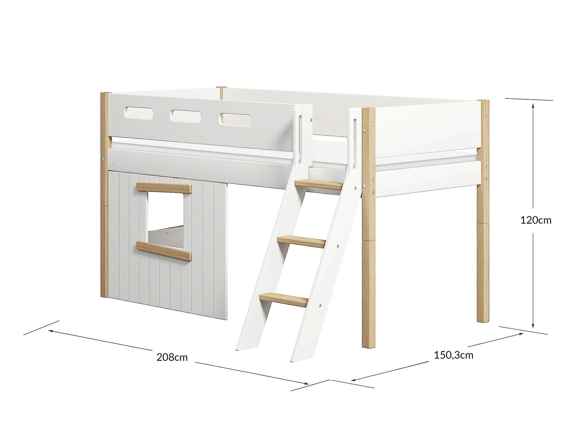 [product_category]-FLEXA Mid-high bed, sl. ladder & Treehouse Bed Fronts, oak frame-FLEXA-5706459145693-90-10993-95-FLE-9