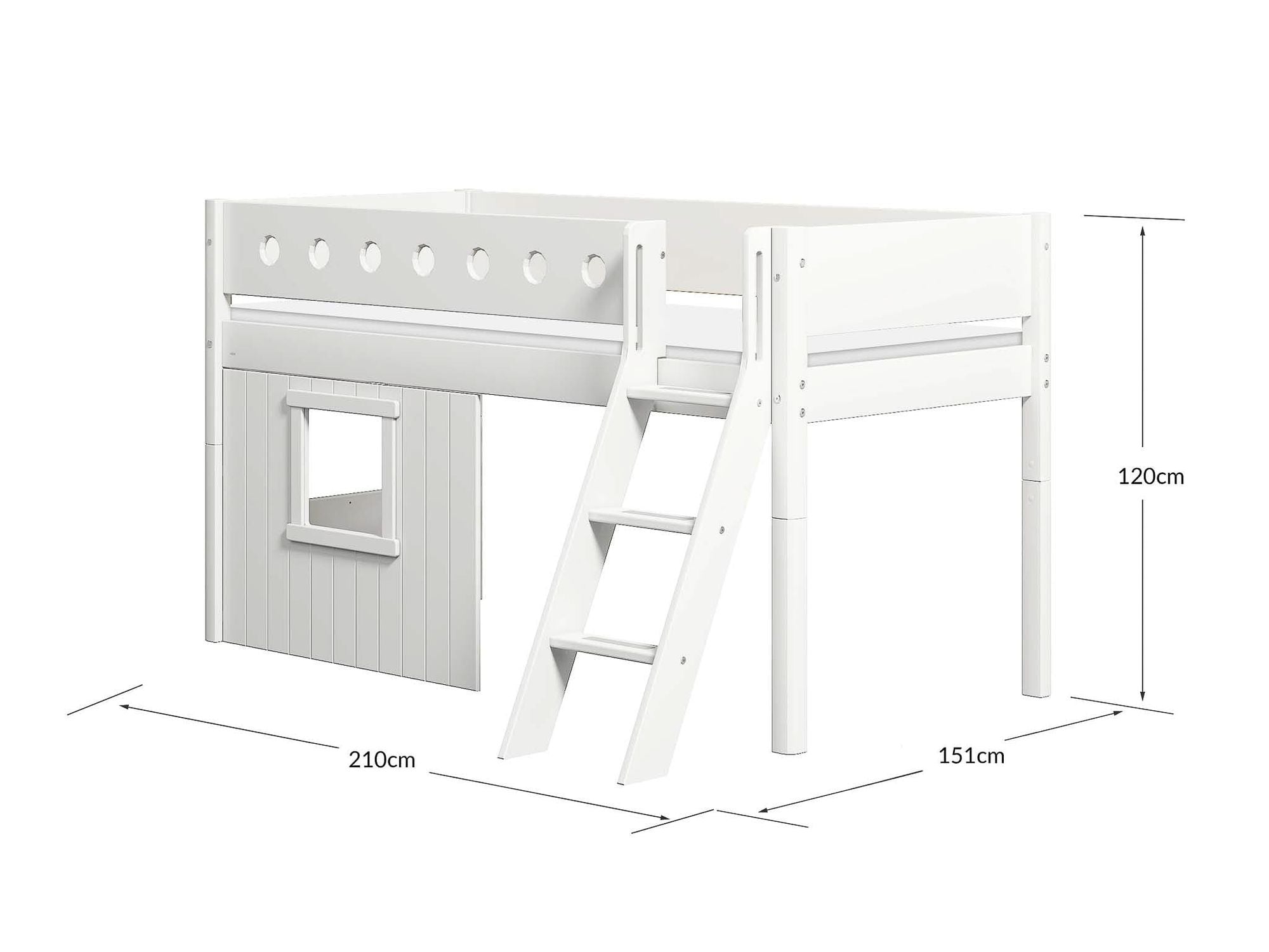 [product_category]-FLEXA Mid-high bed, sl. ladder & Treehouse Bed Fronts, white frame-FLEXA-5706459145518-90-10975-40-FLE-11