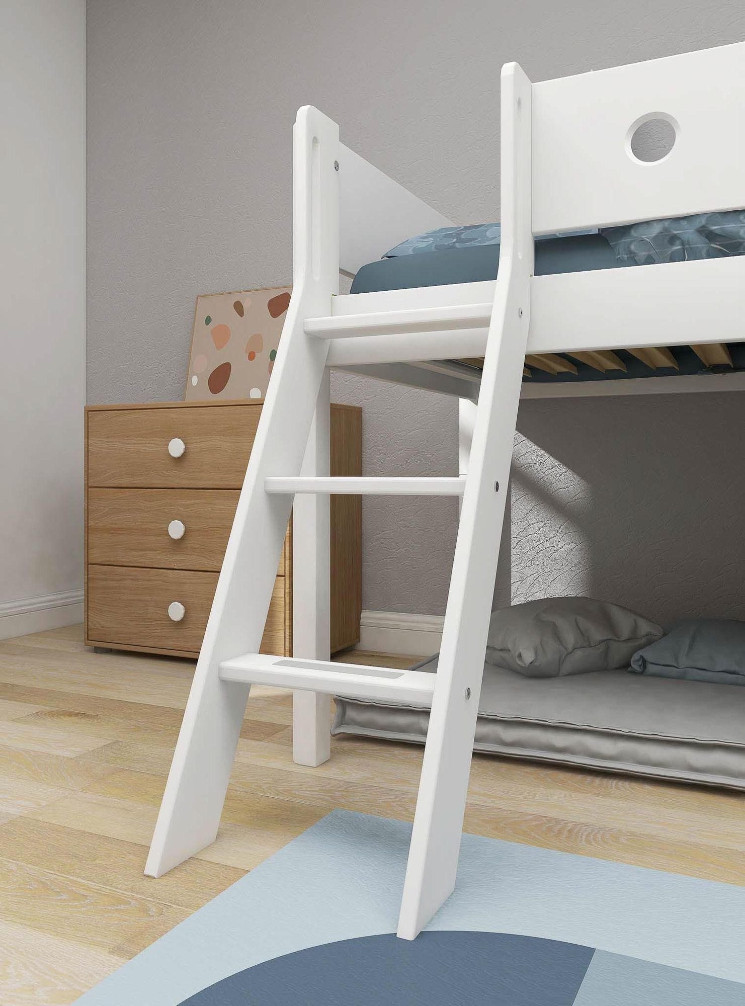 [product_category]-FLEXA Mid-high bed, sl. ladder & Treehouse Bed Fronts, white frame-FLEXA-5706459145518-90-10975-40-FLE-7