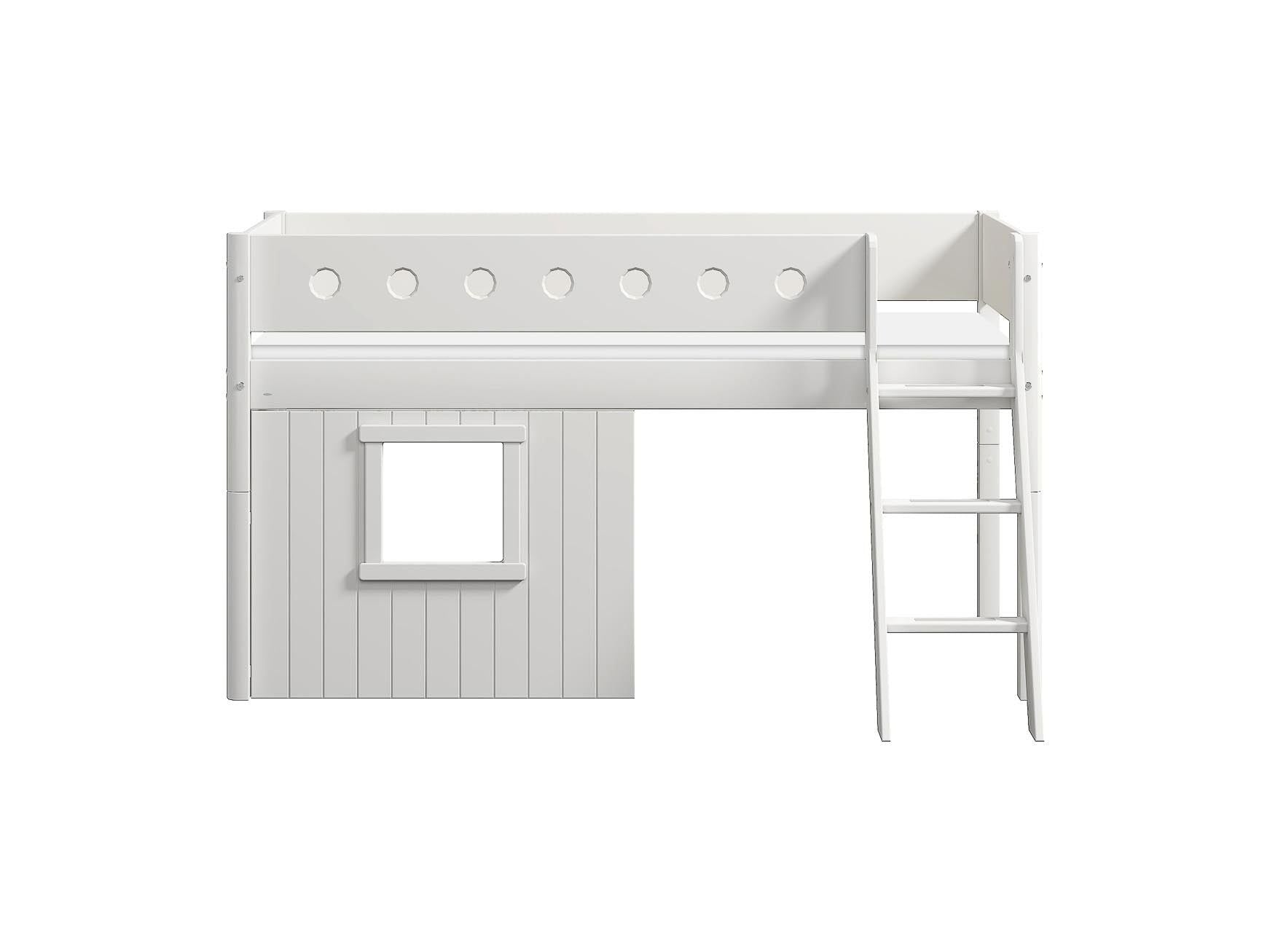 [product_category]-FLEXA Mid-high bed, sl. ladder & Treehouse Bed Fronts, white frame-FLEXA-5706459145518-90-10975-40-FLE-8