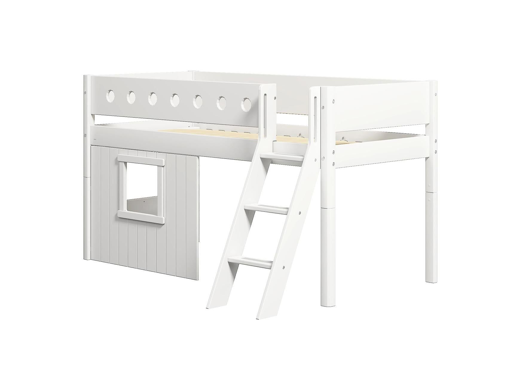 [product_category]-FLEXA Mid-high bed, sl. ladder & Treehouse Bed Fronts, white frame-FLEXA-5706459145518-90-10975-40-FLE-9