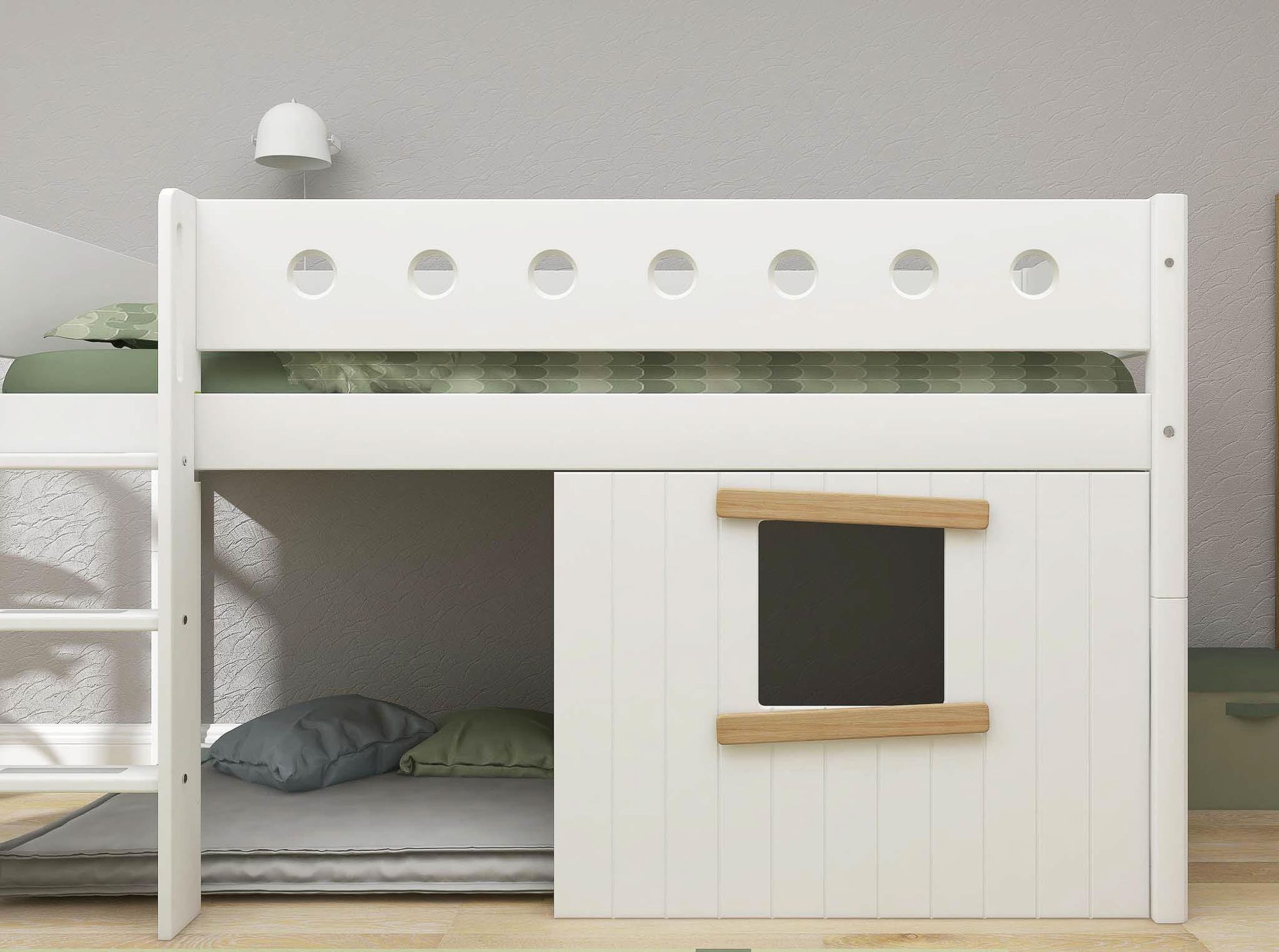 [product_category]-FLEXA Mid-high bed, str. ladder & Treehouse Bed Fronts, oak frame-FLEXA-5706459145563-90-10980-95-FLE-4