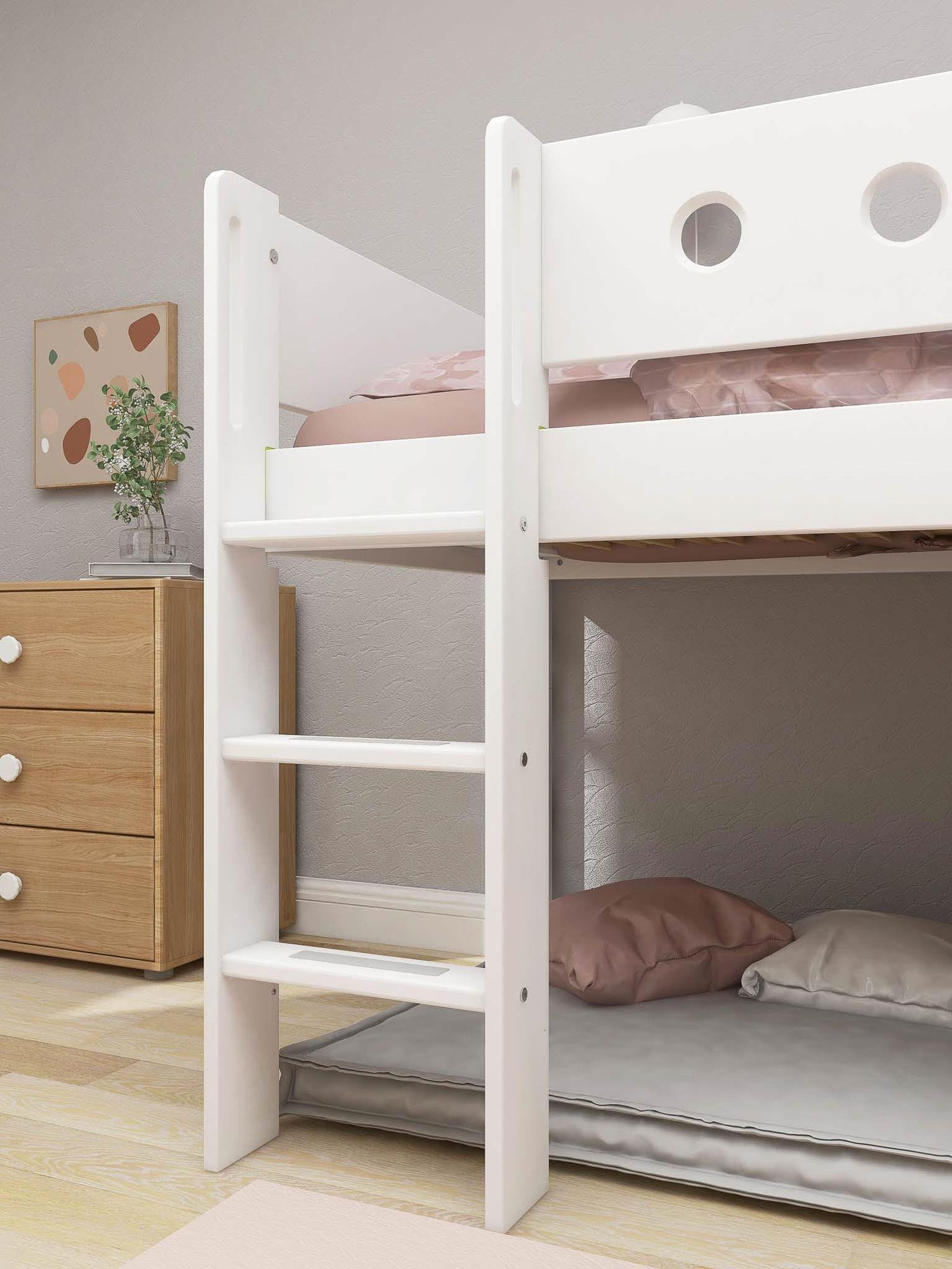 [product_category]-FLEXA Mid-high bed, str. ladder & Treehouse Bed Fronts, oak frame-FLEXA-5706459145563-90-10980-95-FLE-5