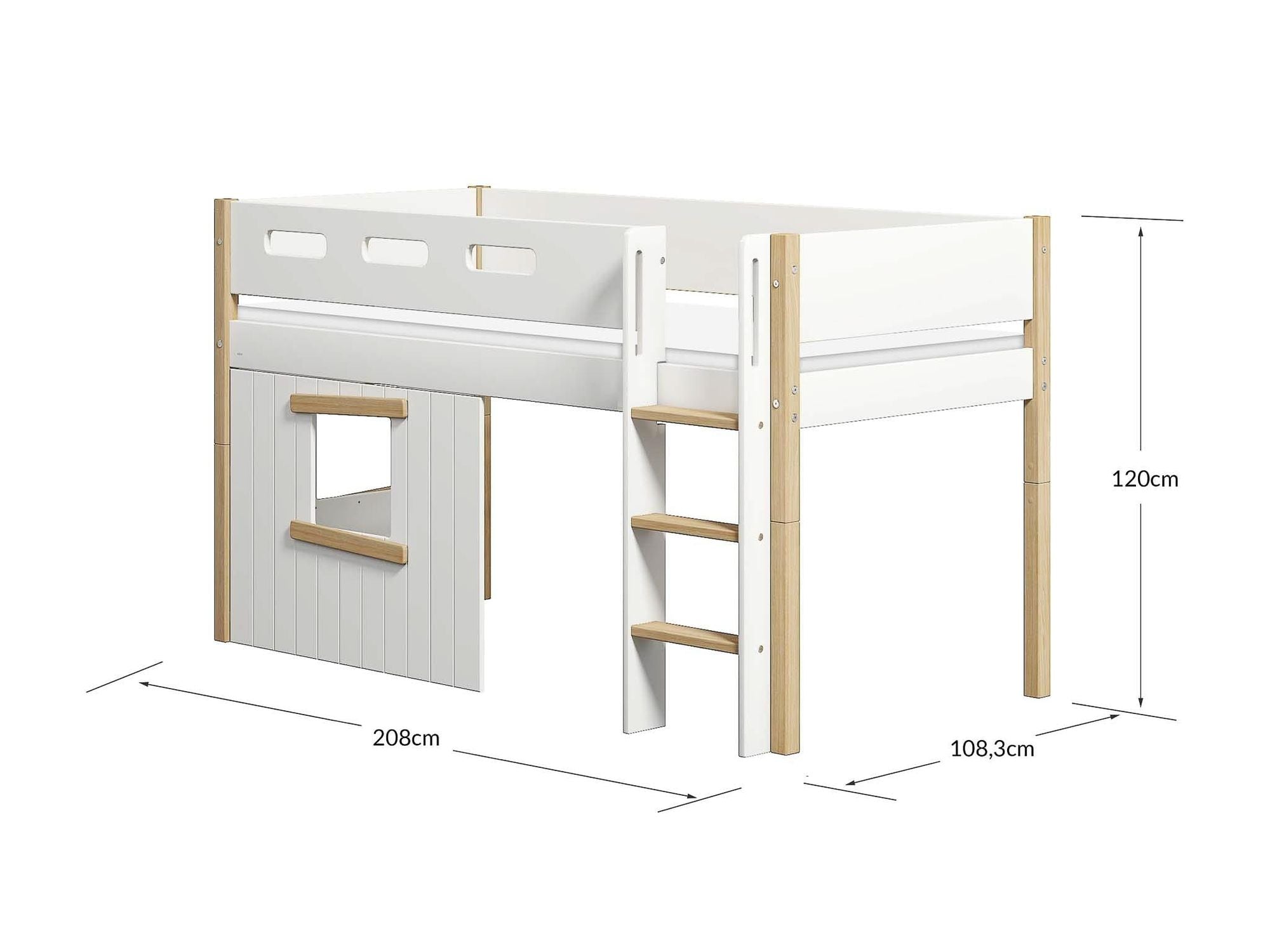 [product_category]-FLEXA Mid-high bed, str. ladder & Treehouse Bed Fronts, oak frame-FLEXA-5706459145686-90-10992-95-FLE-10