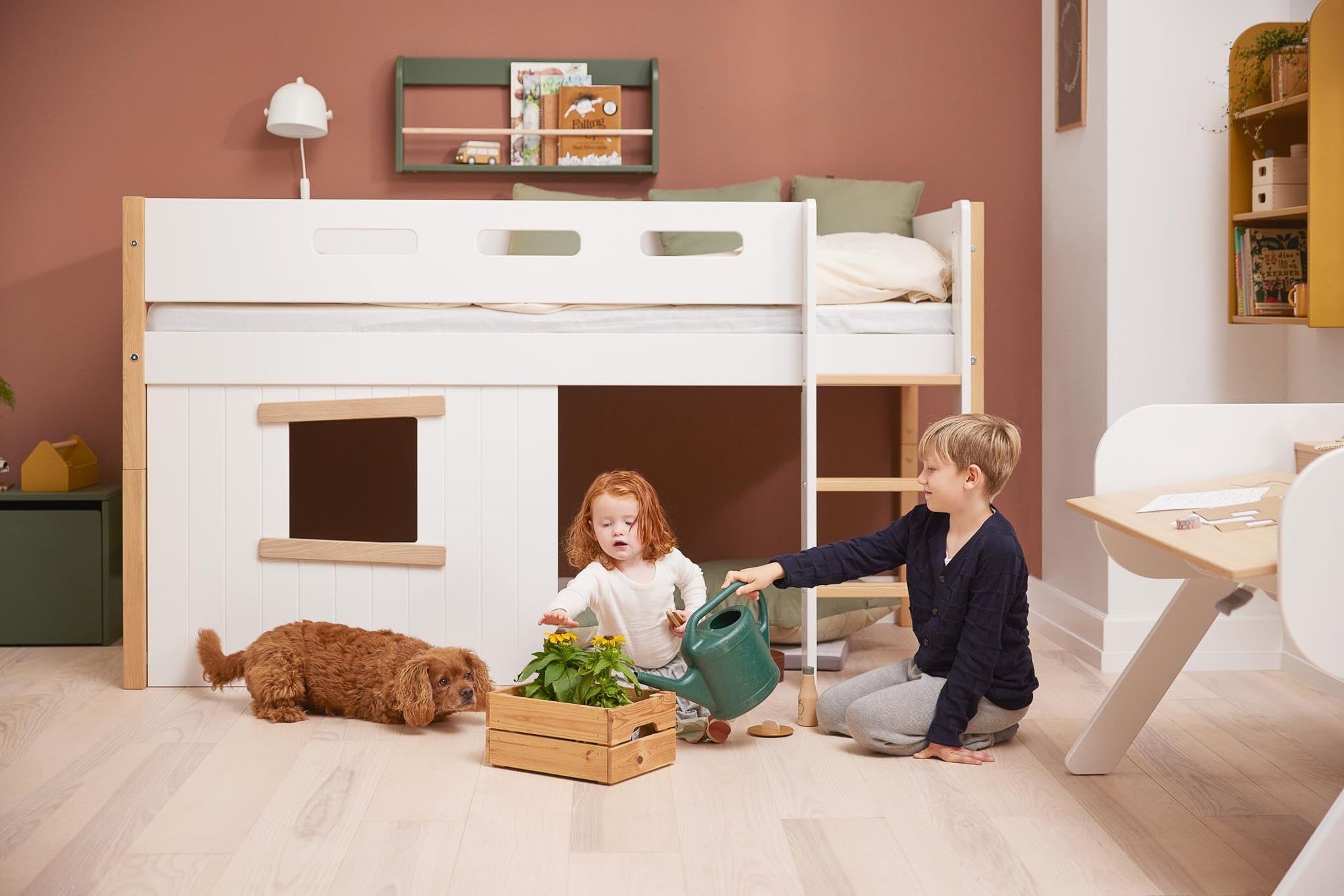 [product_category]-FLEXA Mid-high bed, str. ladder & Treehouse Bed Fronts, oak frame-FLEXA-5706459145686-90-10992-95-FLE-2