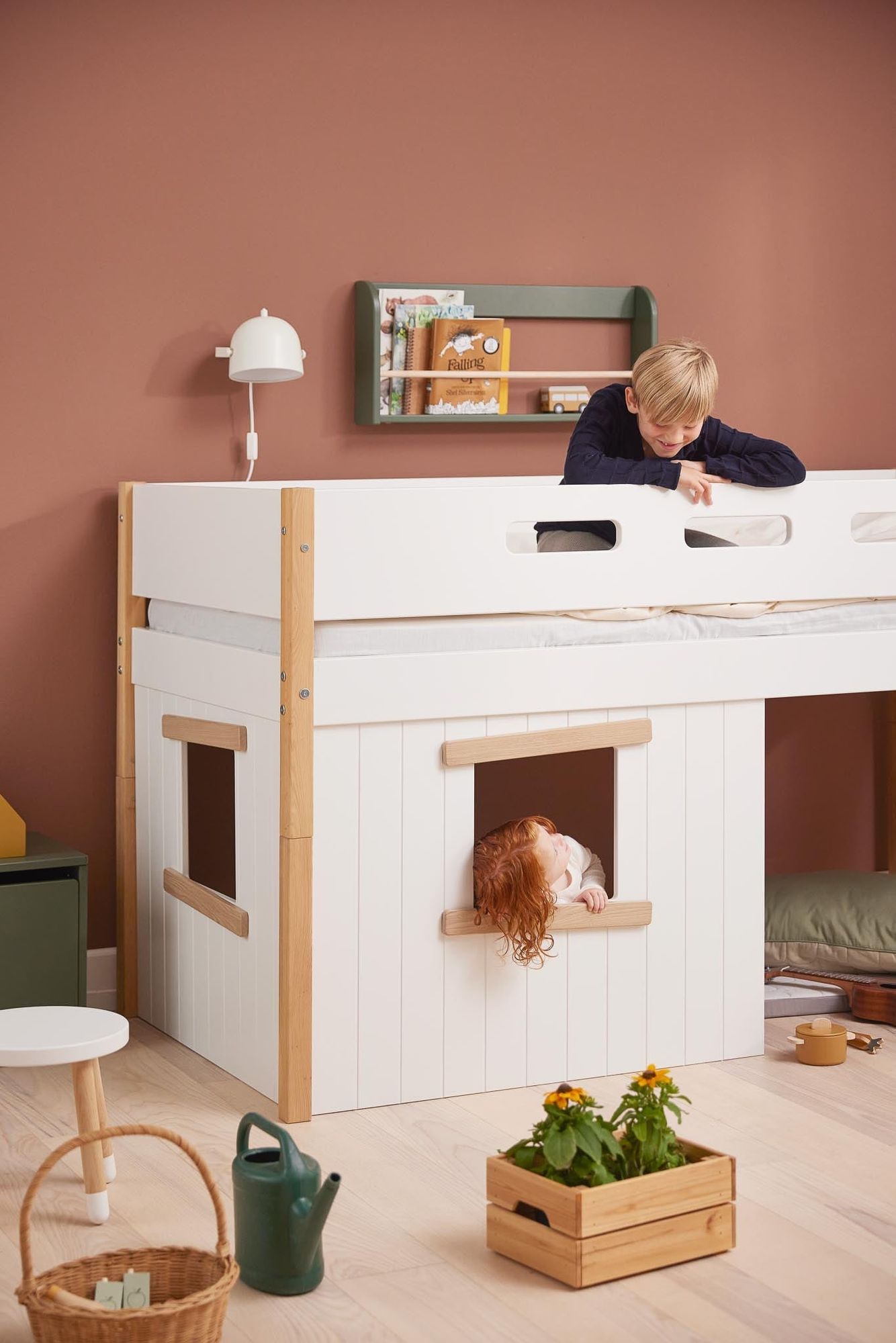 [product_category]-FLEXA Mid-high bed, str. ladder & Treehouse Bed Fronts, oak frame-FLEXA-5706459145686-90-10992-95-FLE-4