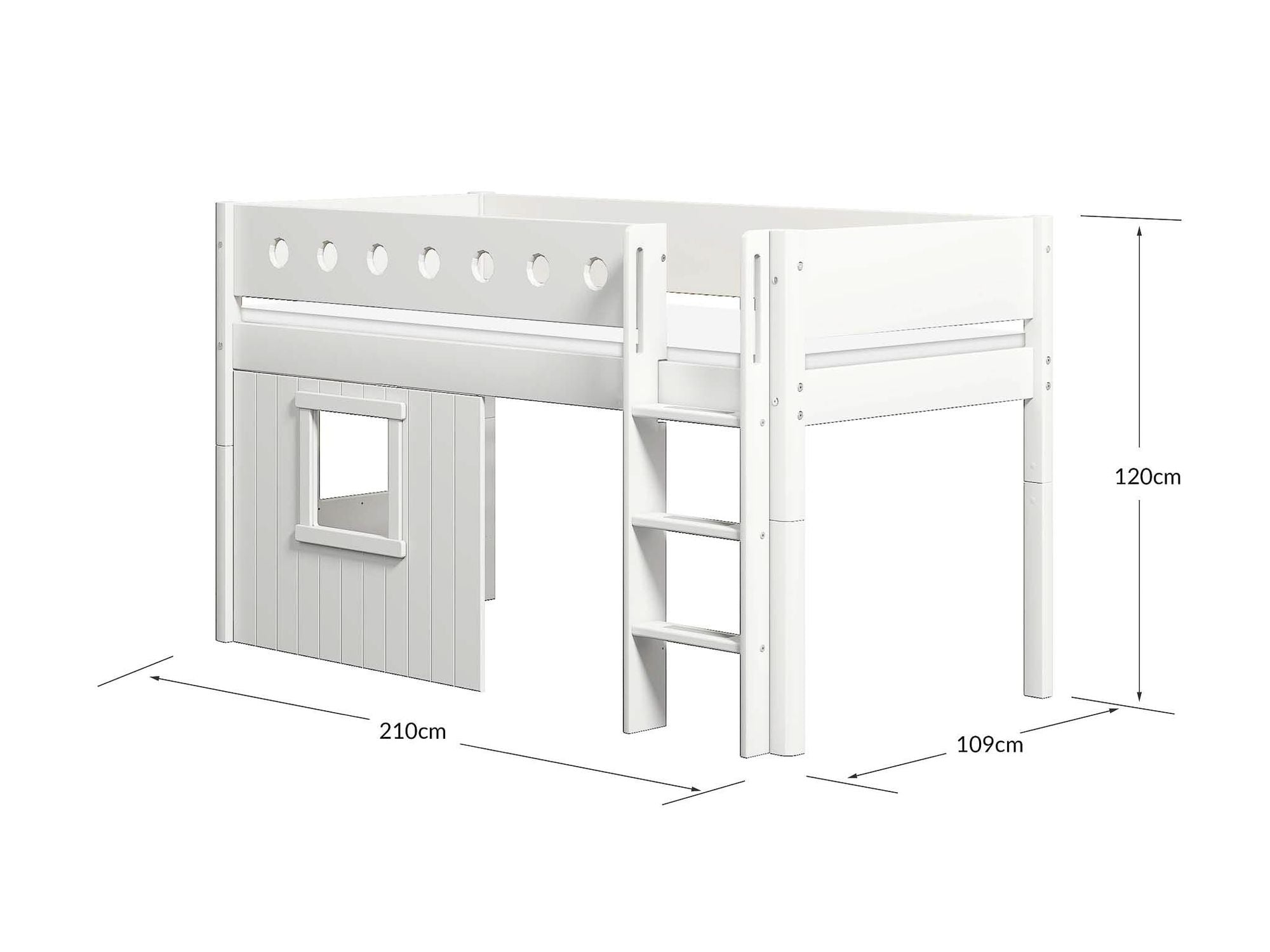[product_category]-FLEXA Mid-high bed, str. ladder & Treehouse Bed Fronts, white frame-FLEXA-5706459145501-90-10974-40-FLE-11