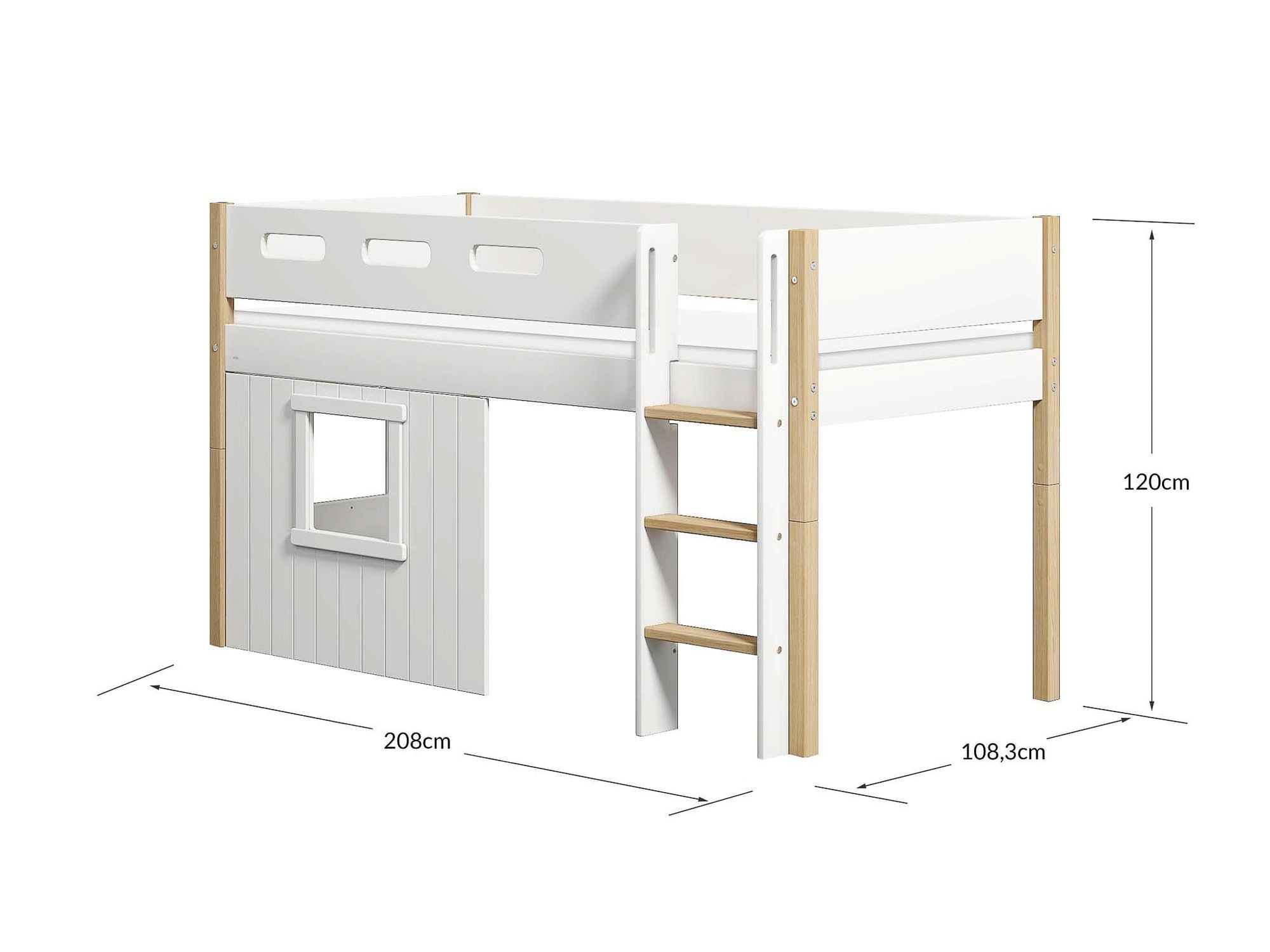 [product_category]-FLEXA Mid-high bed, str. ladder & Treehouse Bed Fronts, white frame-FLEXA-5706459145624-90-10986-95-FLE-10