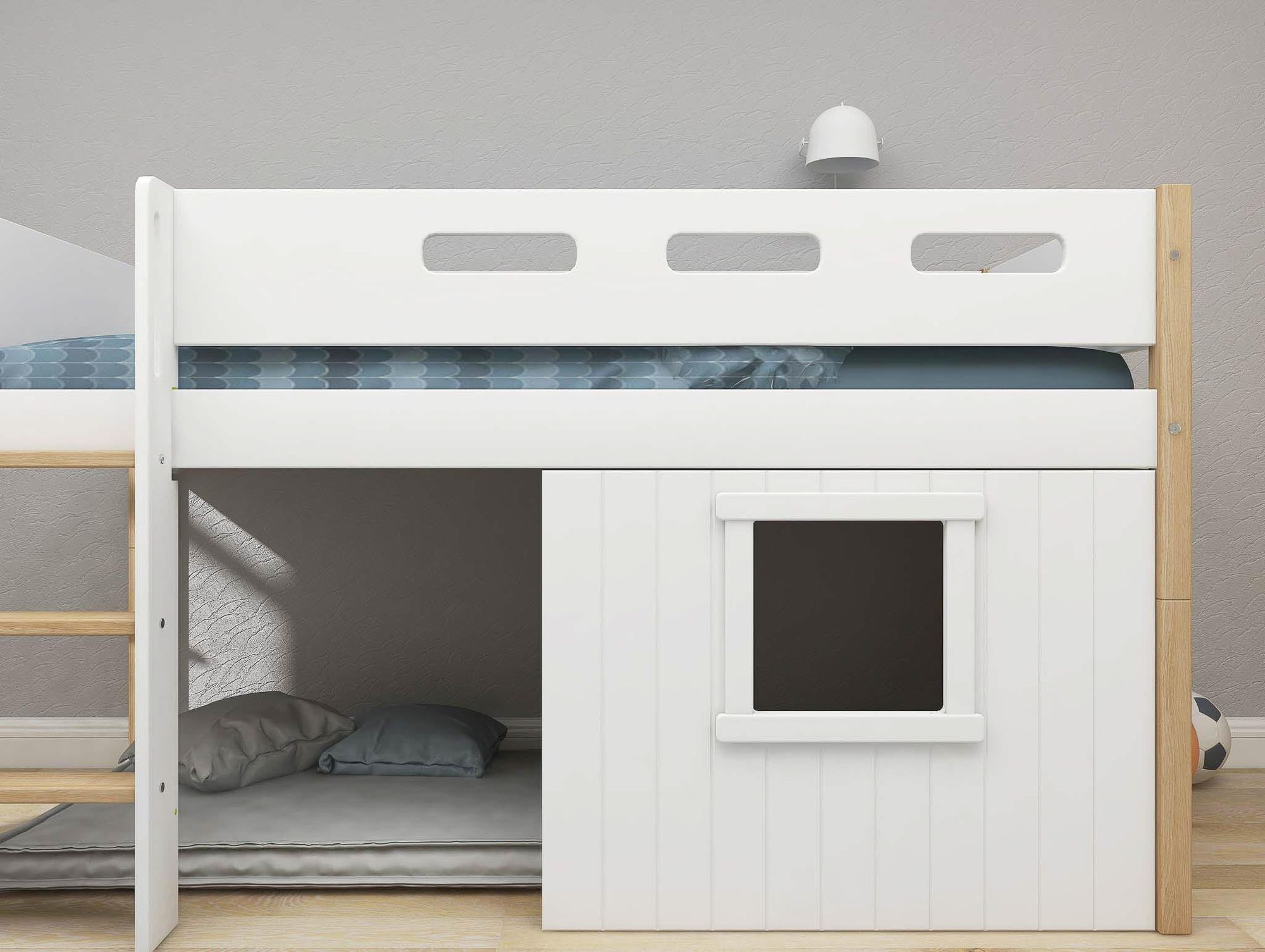 [product_category]-FLEXA Mid-high bed, str. ladder & Treehouse Bed Fronts, white frame-FLEXA-5706459145624-90-10986-95-FLE-3