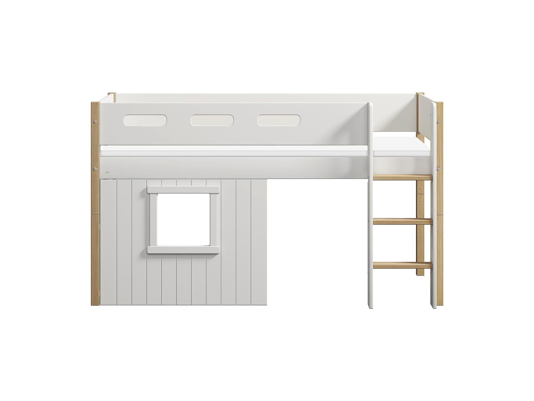[product_category]-FLEXA Mid-high bed, str. ladder & Treehouse Bed Fronts, white frame-FLEXA-5706459145624-90-10986-95-FLE-7