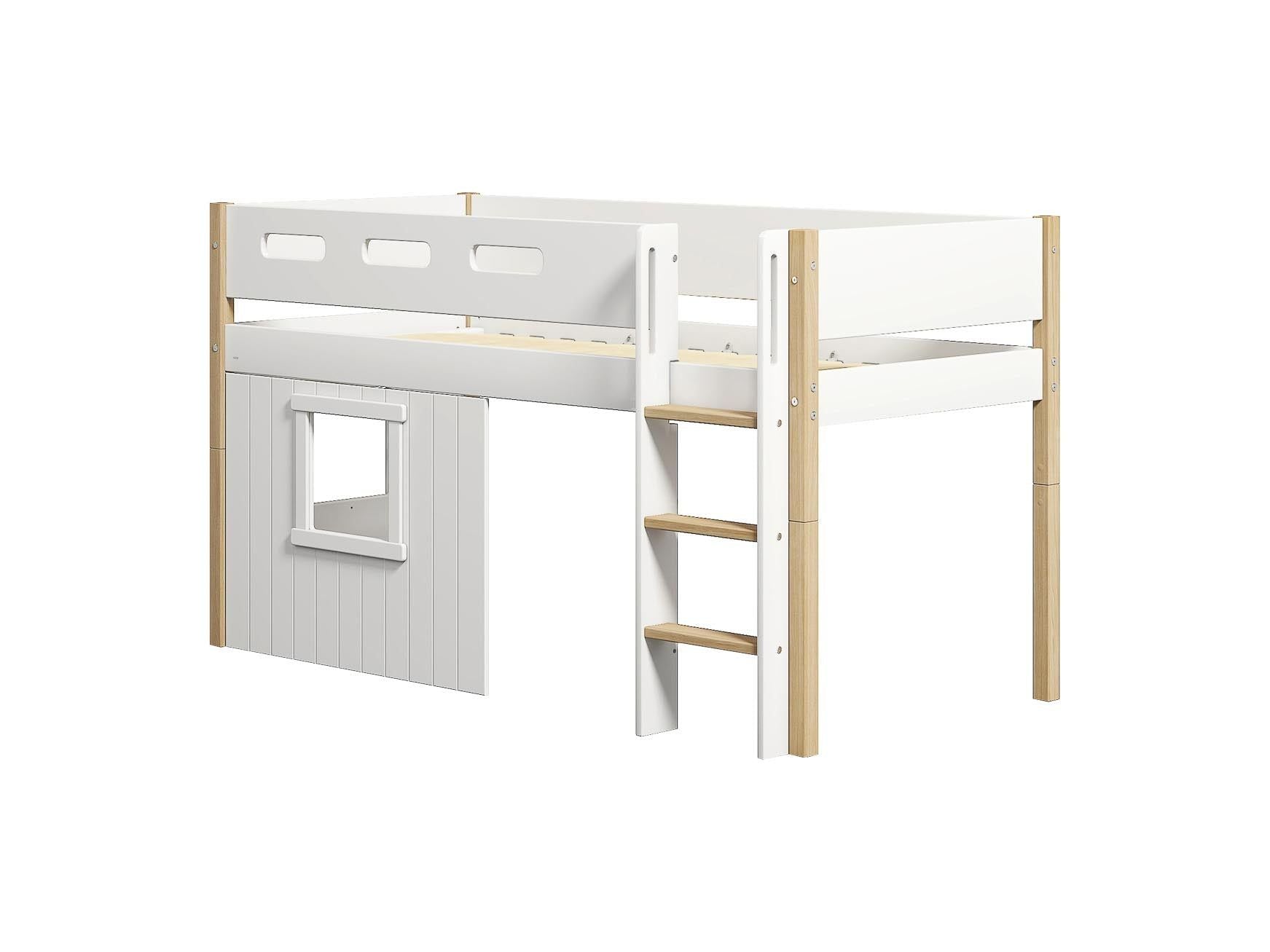 [product_category]-FLEXA Mid-high bed, str. ladder & Treehouse Bed Fronts, white frame-FLEXA-5706459145624-90-10986-95-FLE-8