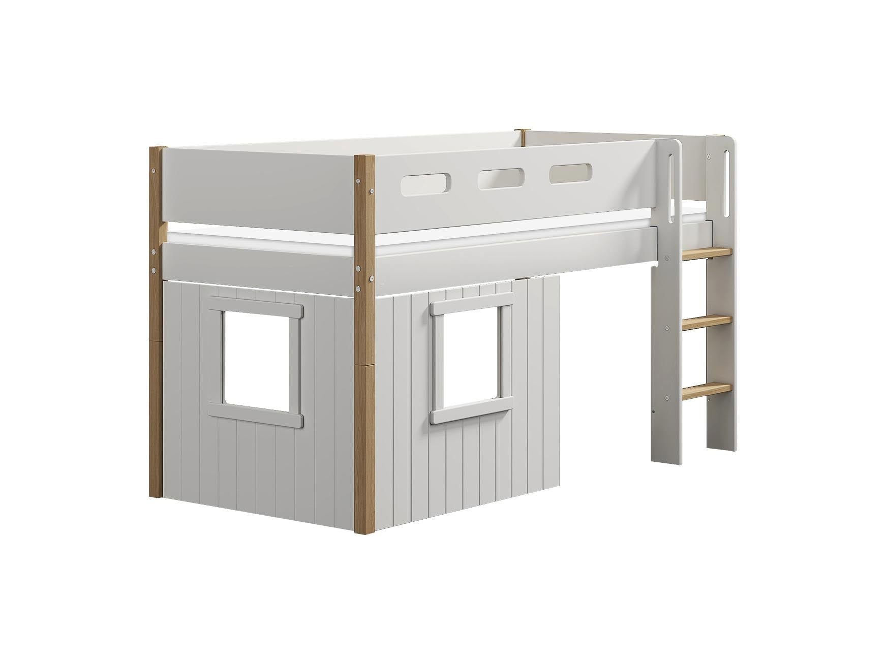 [product_category]-FLEXA Mid-high bed, str. ladder & Treehouse Bed Fronts, white frame-FLEXA-5706459145624-90-10986-95-FLE-9