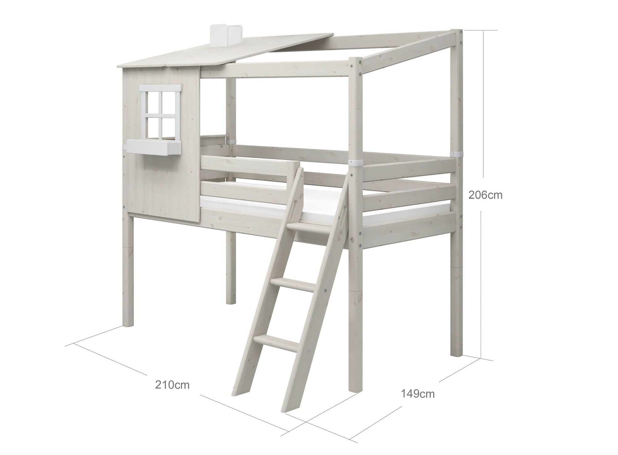 [product_category]-FLEXA Mid-high bed w. 1/2 Classic House-FLEXA-5706459090566-90-10769-90-01-FLE-11