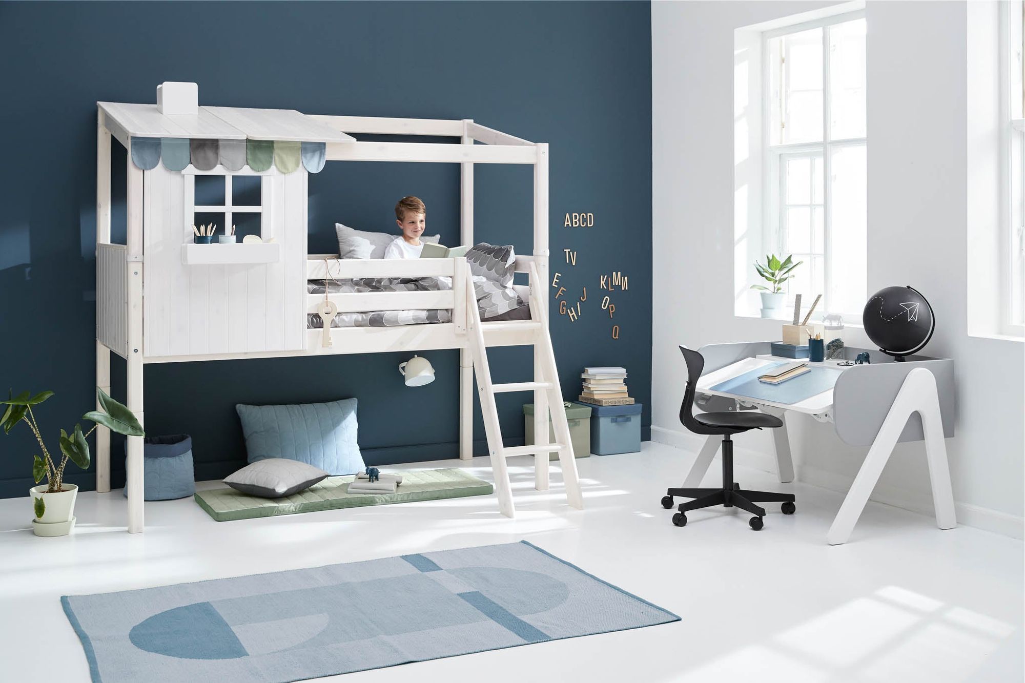 [product_category]-FLEXA Mid-high bed w. 1/2 Classic House-FLEXA-5706459090566-90-10769-90-01-FLE-2