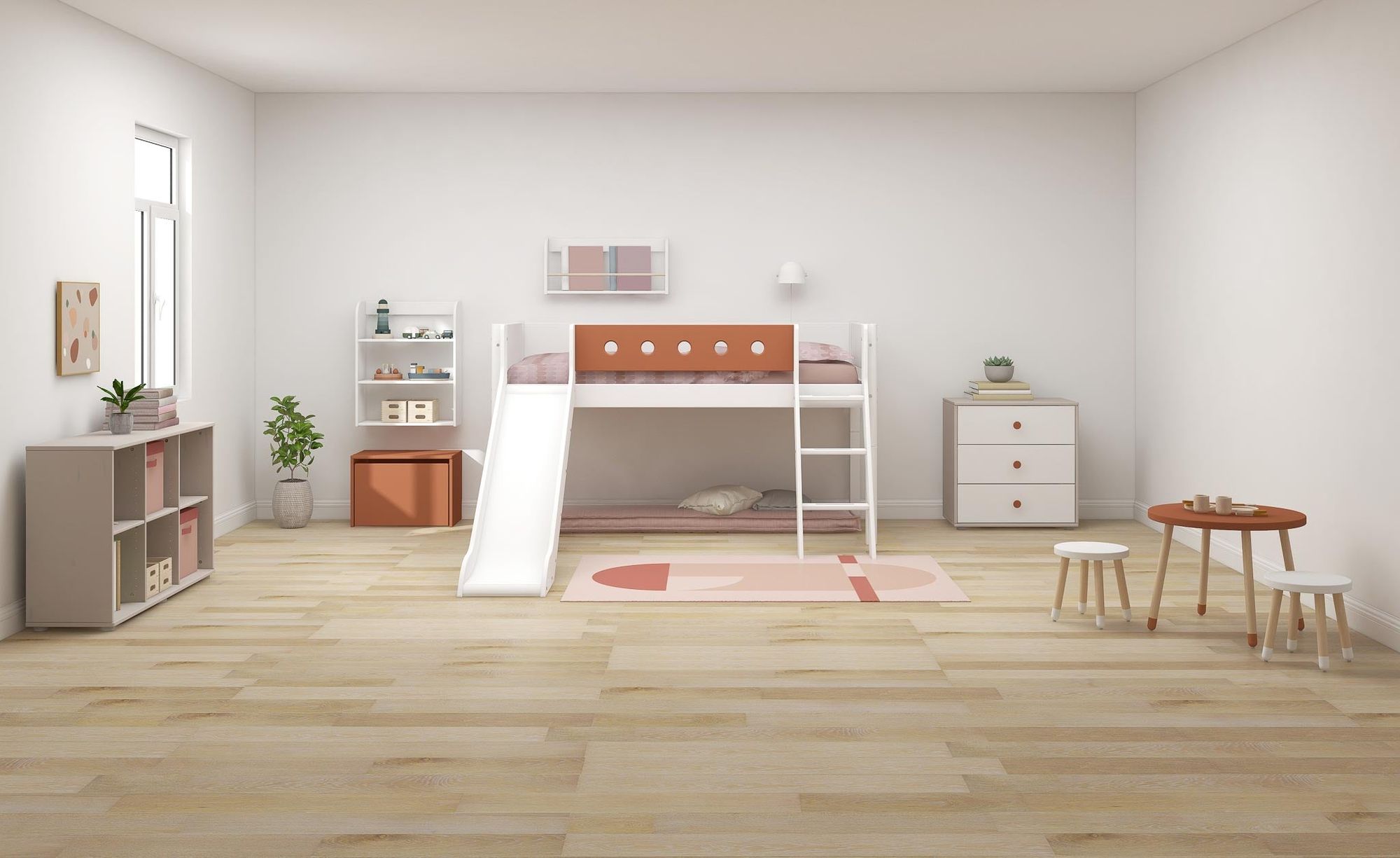 [product_category]-FLEXA Mid-high bed w. slanting ladder and slide-FLEXA-5706459150291-80-17315-518-FLE-3