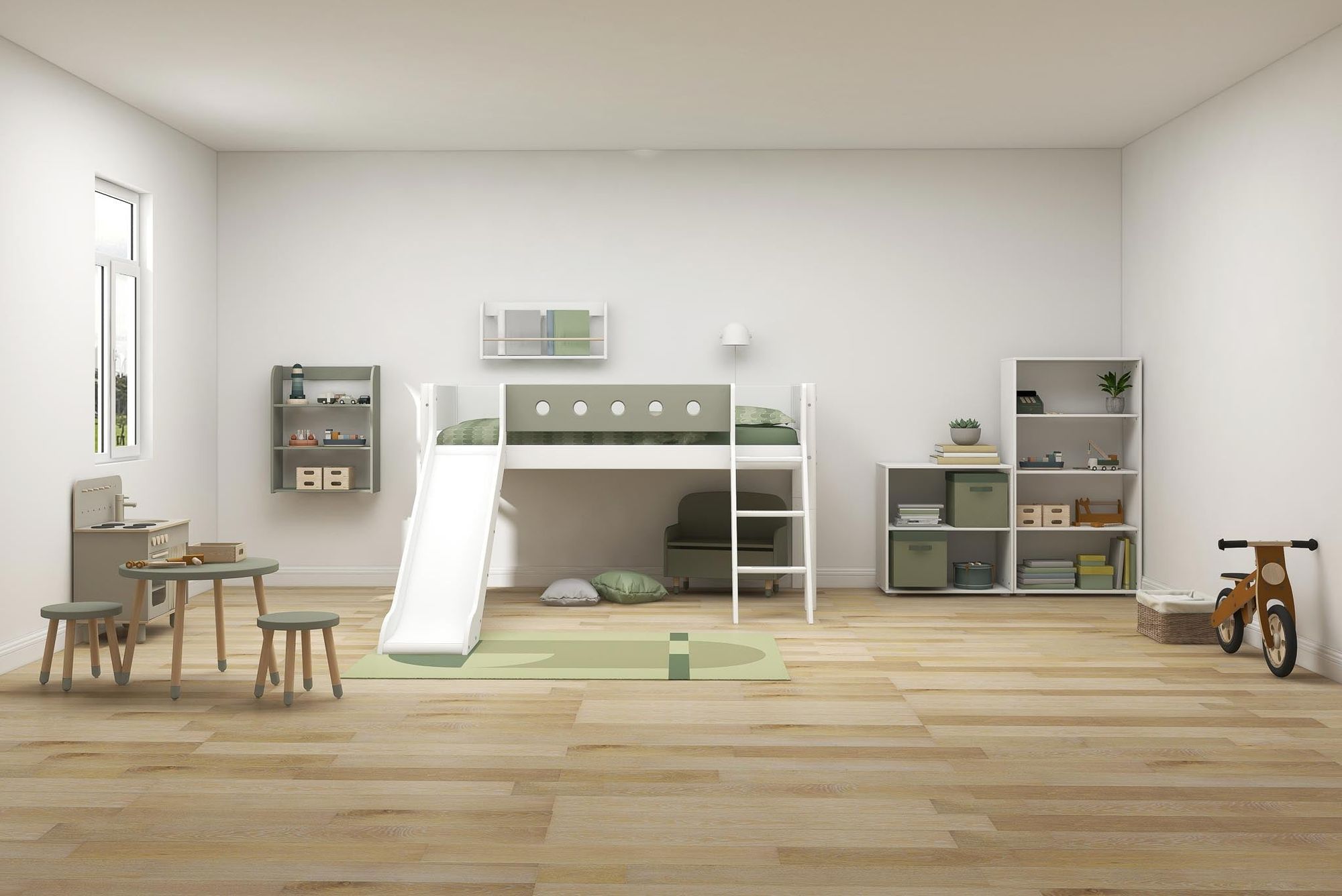 [product_category]-FLEXA Mid-high bed w. slanting ladder and slide-FLEXA-5706459150307-80-17315-519-FLE-2