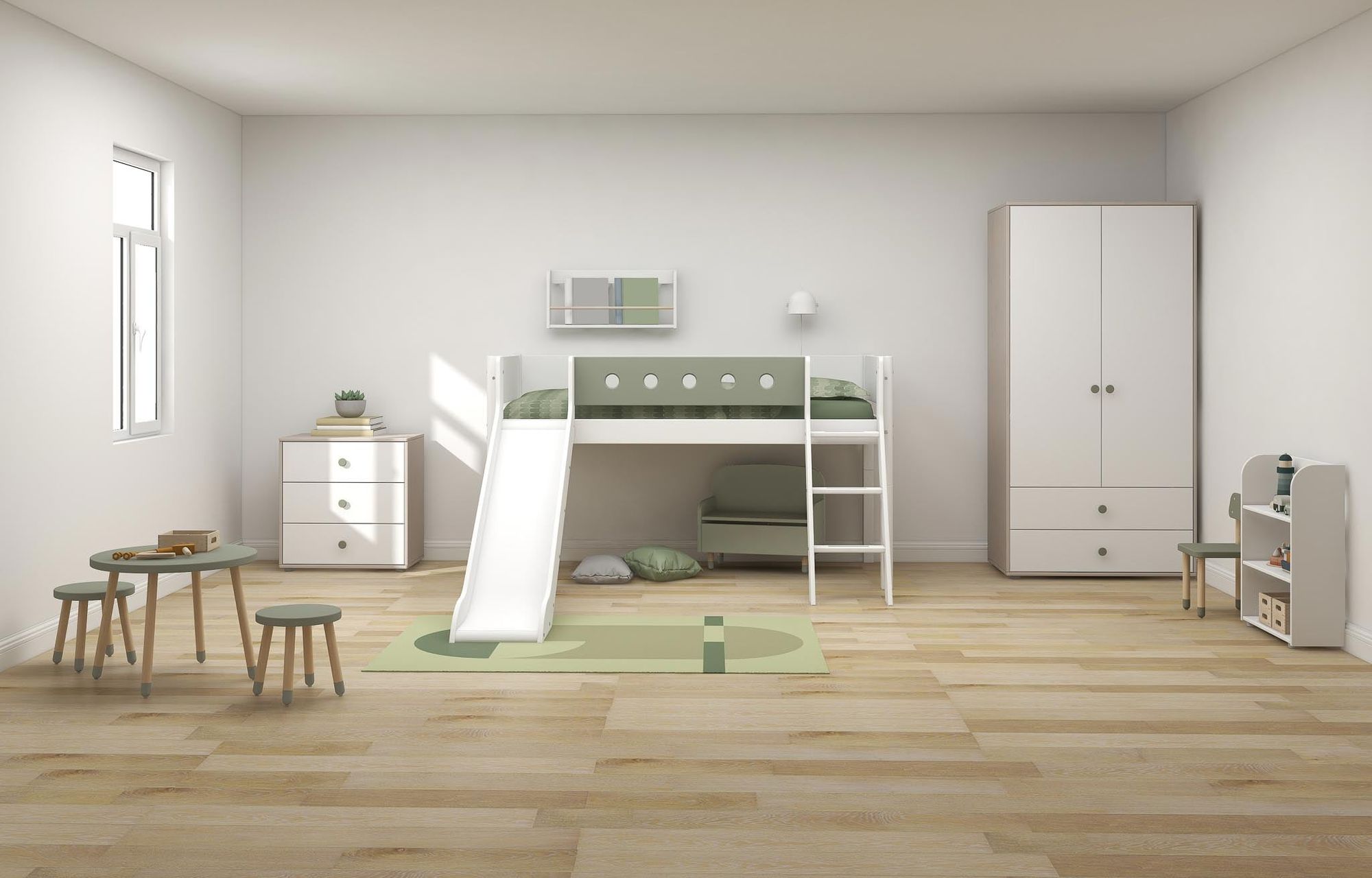 [product_category]-FLEXA Mid-high bed w. slanting ladder and slide-FLEXA-5706459150307-80-17315-519-FLE-3