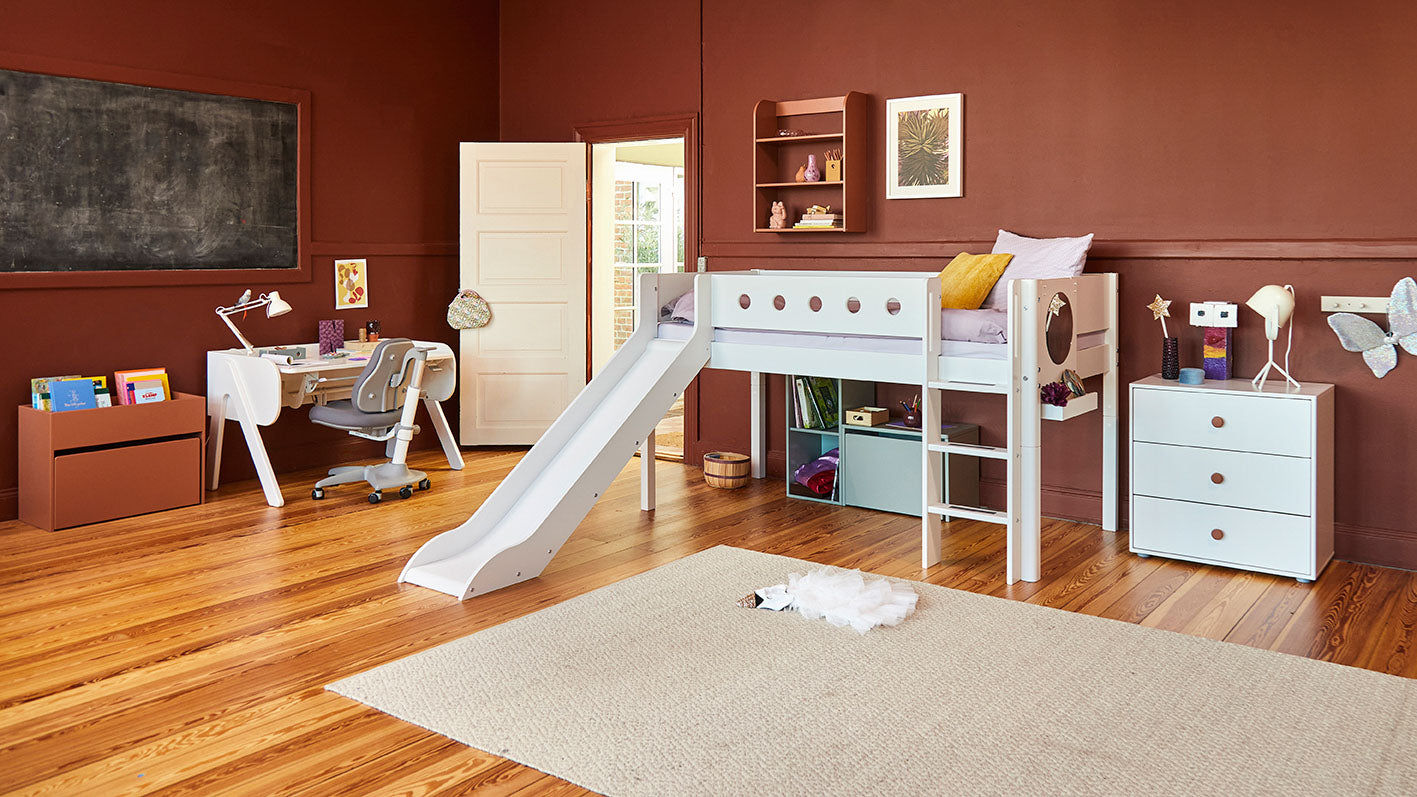 [product_category]-FLEXA Mid-high bed w. straight ladder and slide-FLEXA-5706459064857-80-17313-40-FLE-2