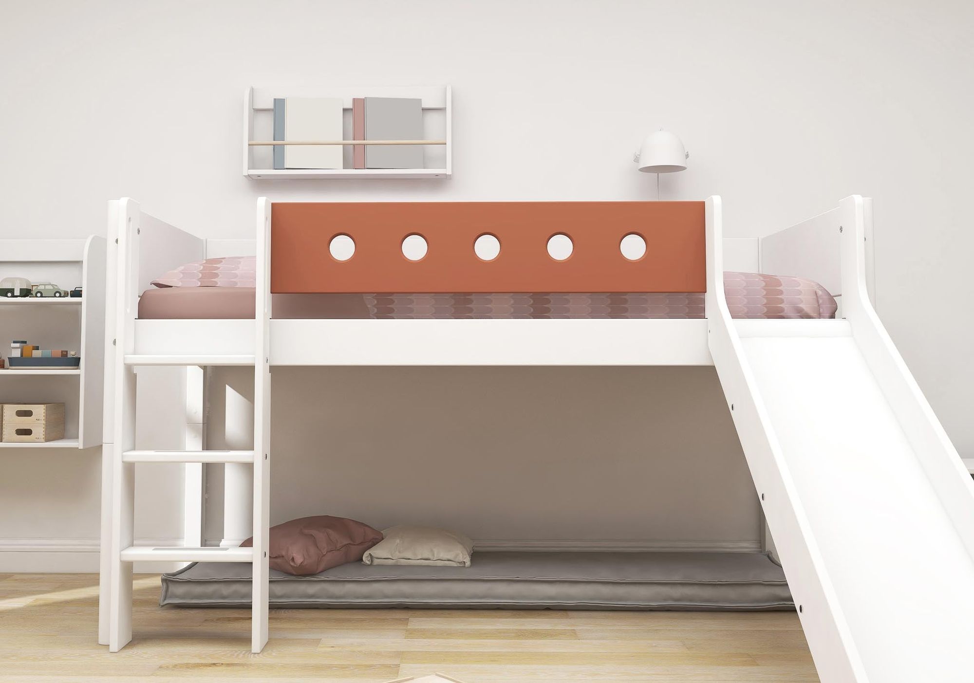 [product_category]-FLEXA Mid-high bed w. straight ladder and slide-FLEXA-5706459150253-80-17313-518-FLE-4