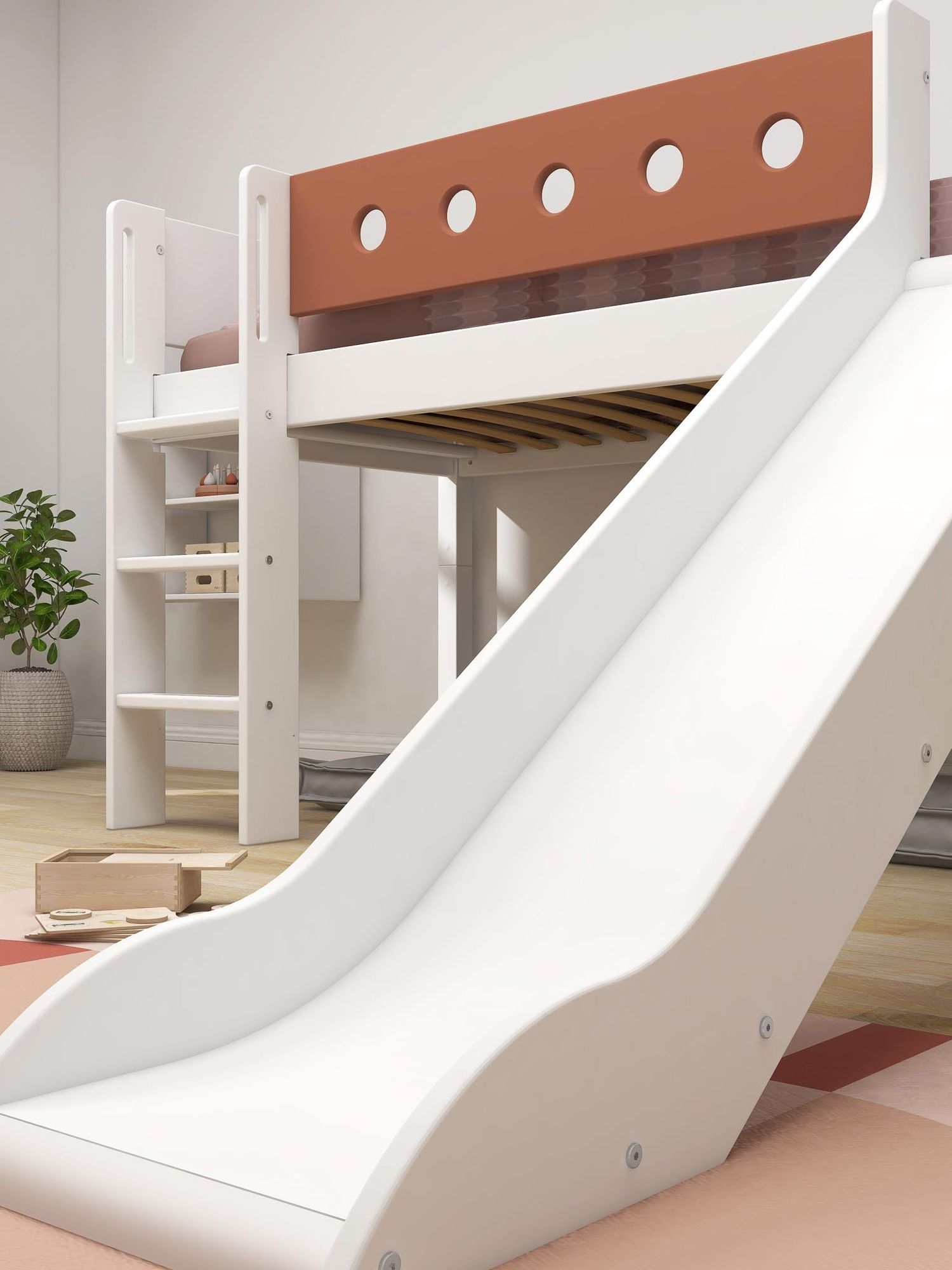 [product_category]-FLEXA Mid-high bed w. straight ladder and slide-FLEXA-5706459150253-80-17313-518-FLE-5