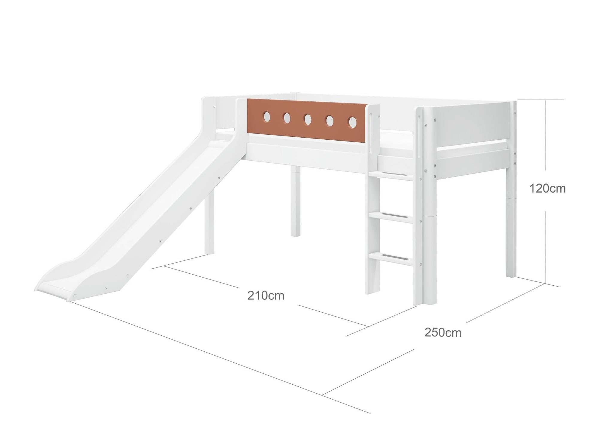 [product_category]-FLEXA Mid-high bed w. straight ladder and slide-FLEXA-5706459150253-80-17313-518-FLE-9