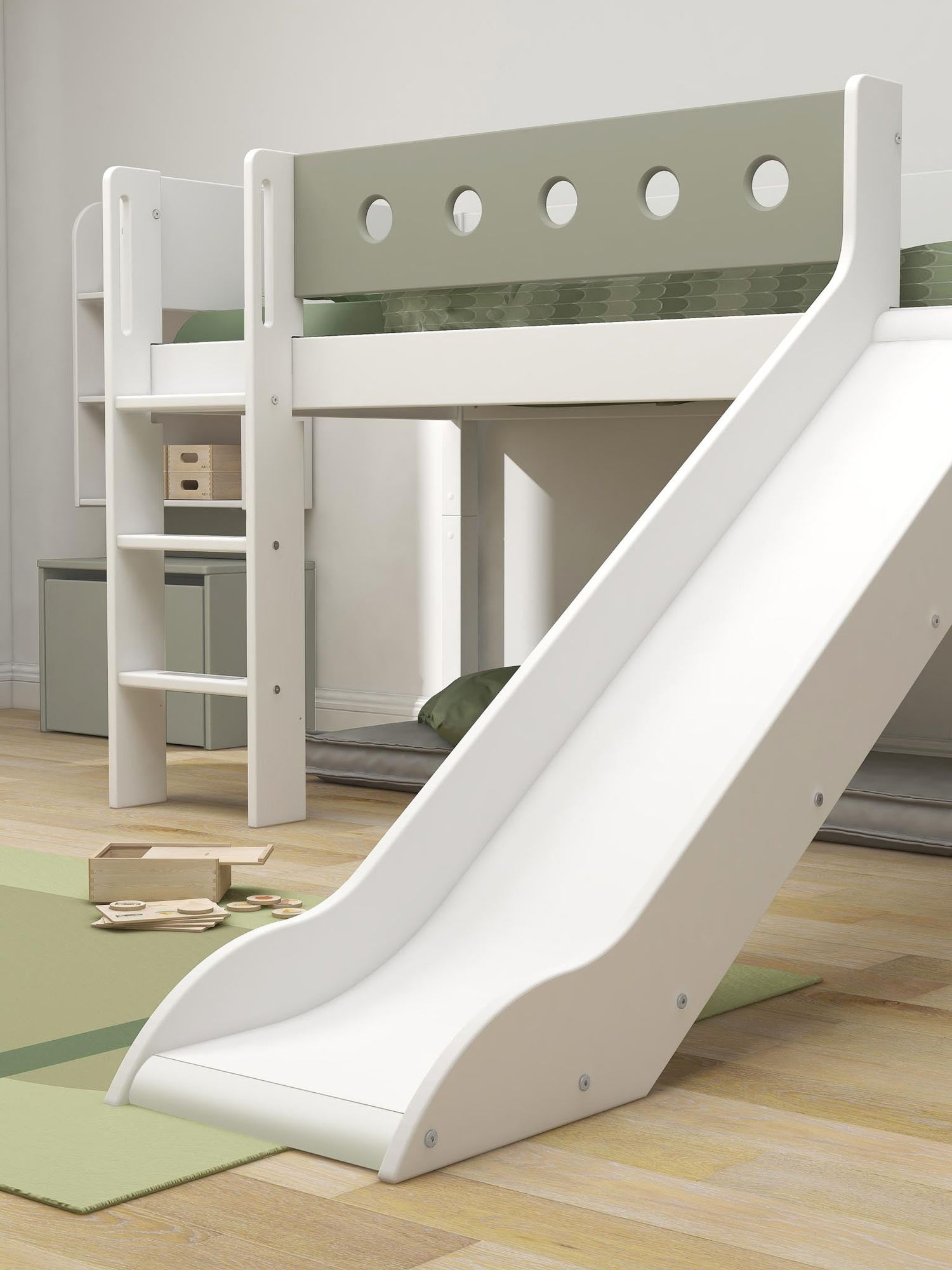 [product_category]-FLEXA Mid-high bed w. straight ladder and slide-FLEXA-5706459150260-80-17313-519-FLE-4