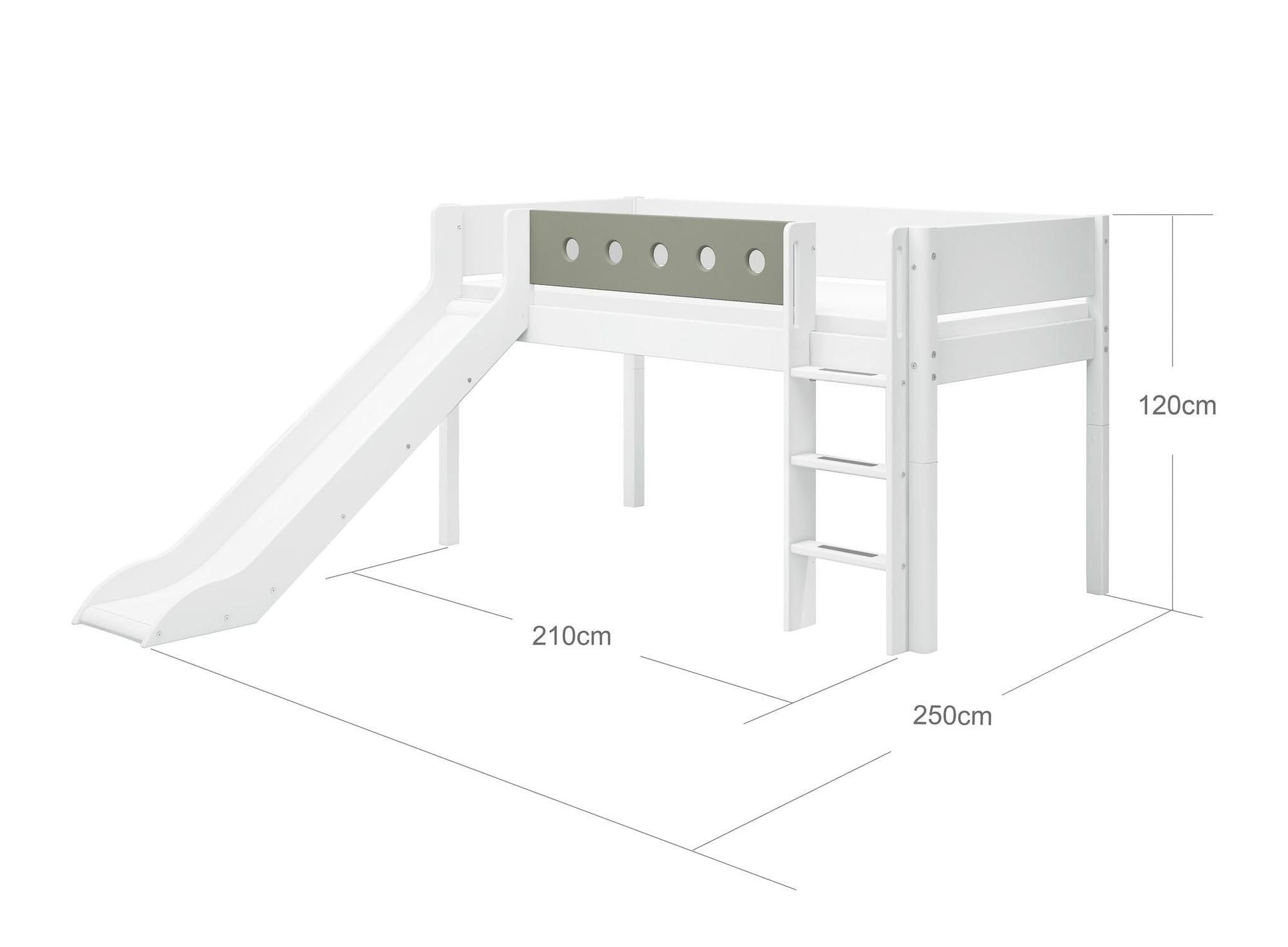 [product_category]-FLEXA Mid-high bed w. straight ladder and slide-FLEXA-5706459150260-80-17313-519-FLE-9