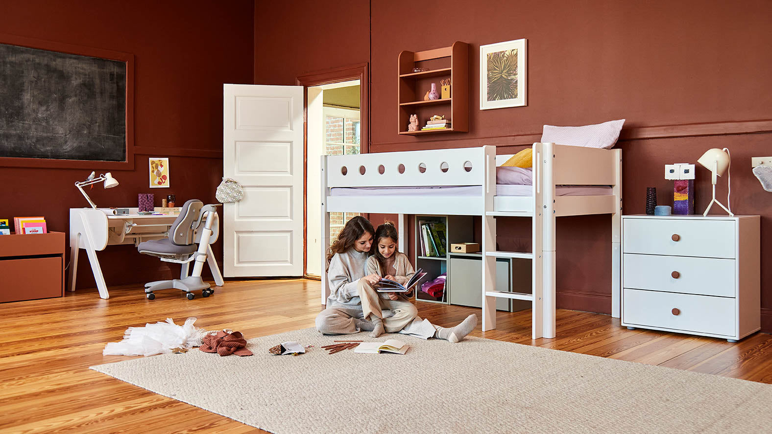 [product_category]-FLEXA Mid-high bed w. straight ladder-FLEXA-5706459064611-80-17309-40-FLE-3