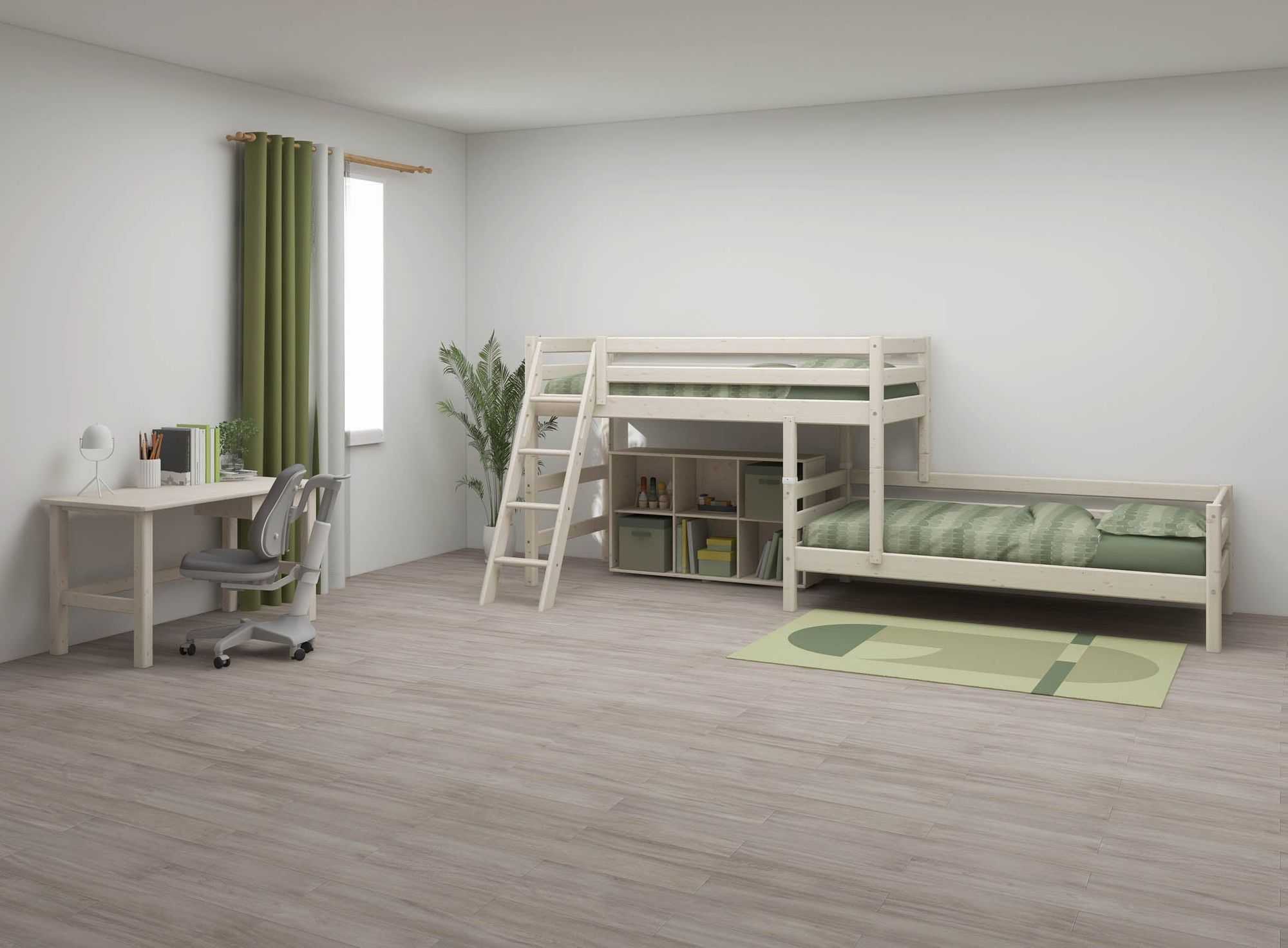 [product_category]-FLEXA Semi-high bed w. slanting ladder-FLEXA-5706459068930-90-10314-2-01-FLE-4
