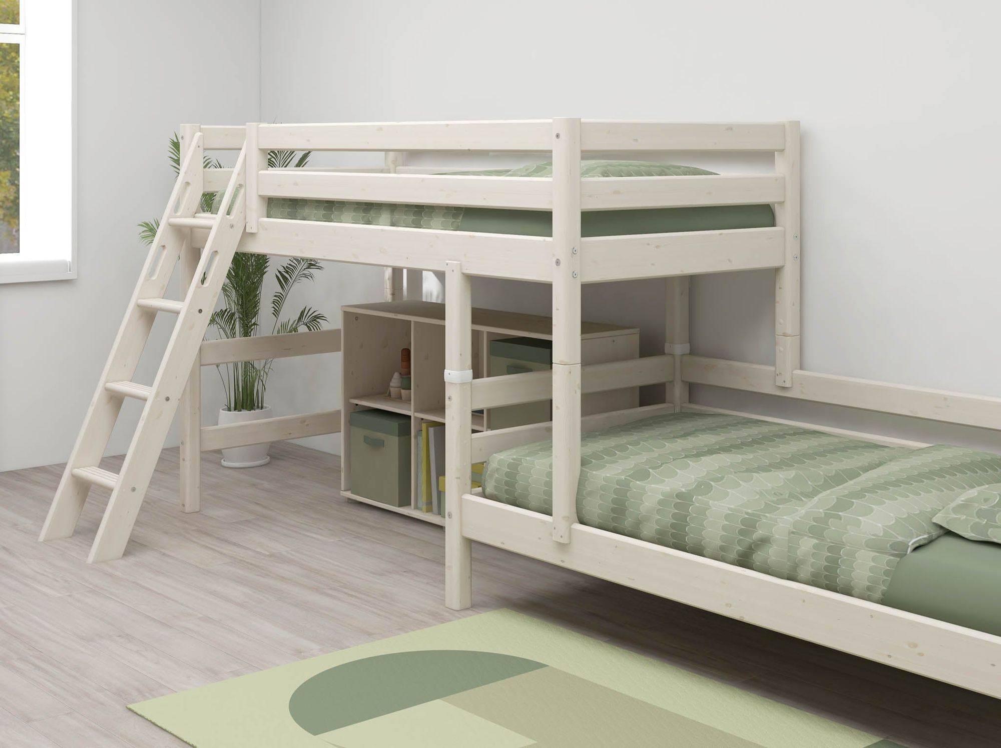 [product_category]-FLEXA Semi-high bed w. slanting ladder-FLEXA-5706459068930-90-10314-2-01-FLE-7