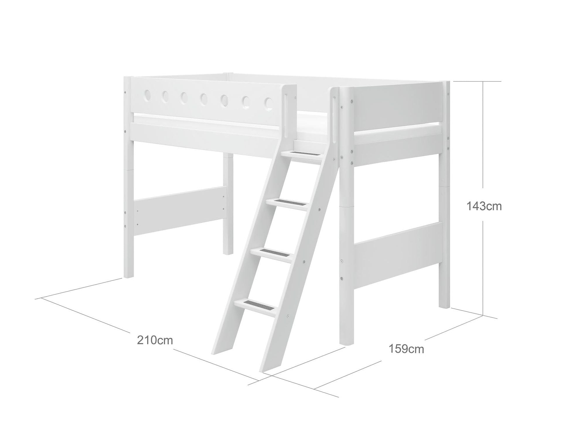 [product_category]-FLEXA Semi-high bed w. slanting ladder-FLEXA-5706459073385-80-17328-40-FLE-9
