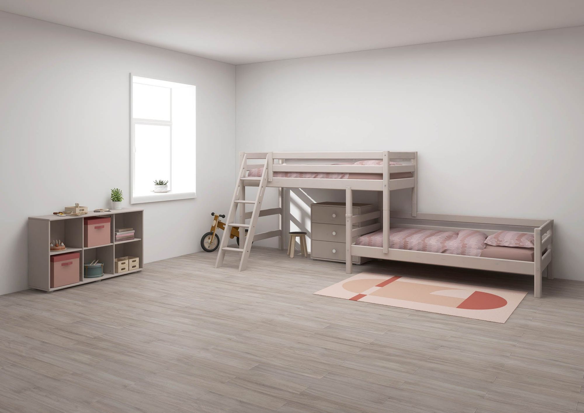[product_category]-FLEXA Semi-high bed w. slanting ladder-FLEXA-5706459127866-90-10314-3-01-FLE-2