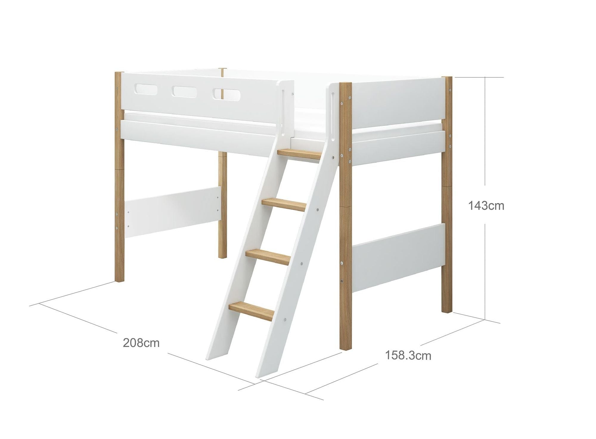 [product_category]-FLEXA Semi-high bed w. slanting ladder-FLEXA-5706459132310-80-31318-95-FLE-10