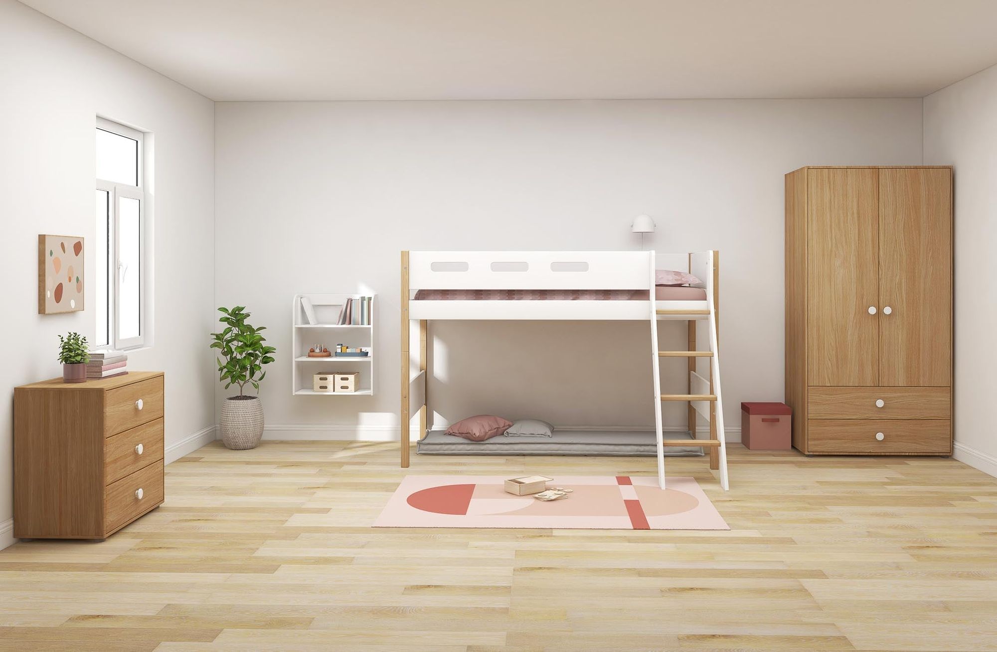 [product_category]-FLEXA Semi-high bed w. slanting ladder-FLEXA-5706459132310-80-31318-95-FLE-2