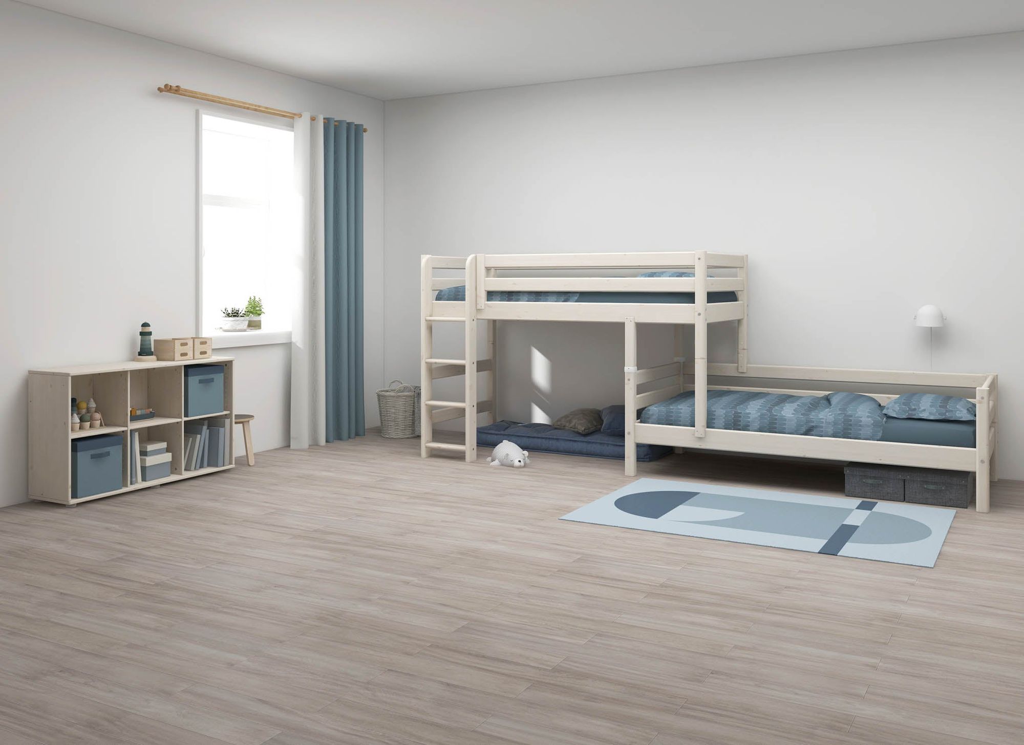 [product_category]-FLEXA Semi-high bed w. straight ladder-FLEXA-5706459052281-90-10044-2-01-FLE-4