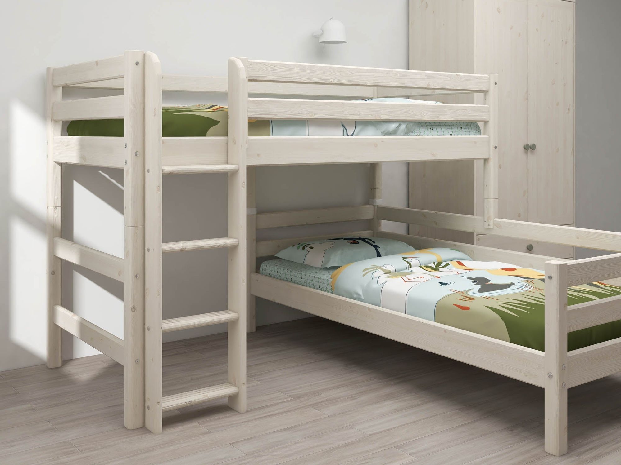 [product_category]-FLEXA Semi-high bed w. straight ladder-FLEXA-5706459052281-90-10044-2-01-FLE-5