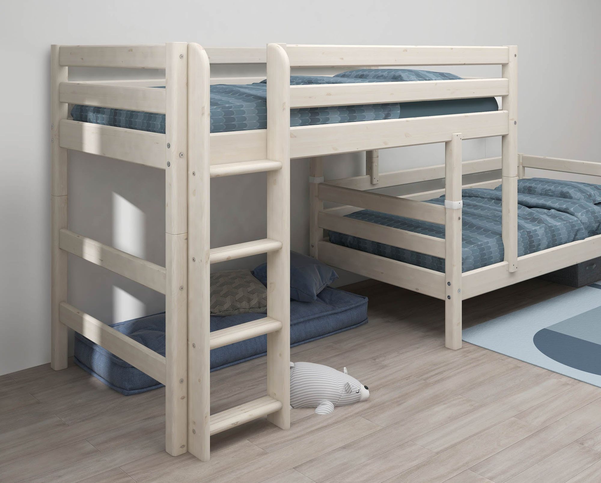 [product_category]-FLEXA Semi-high bed w. straight ladder-FLEXA-5706459052281-90-10044-2-01-FLE-7