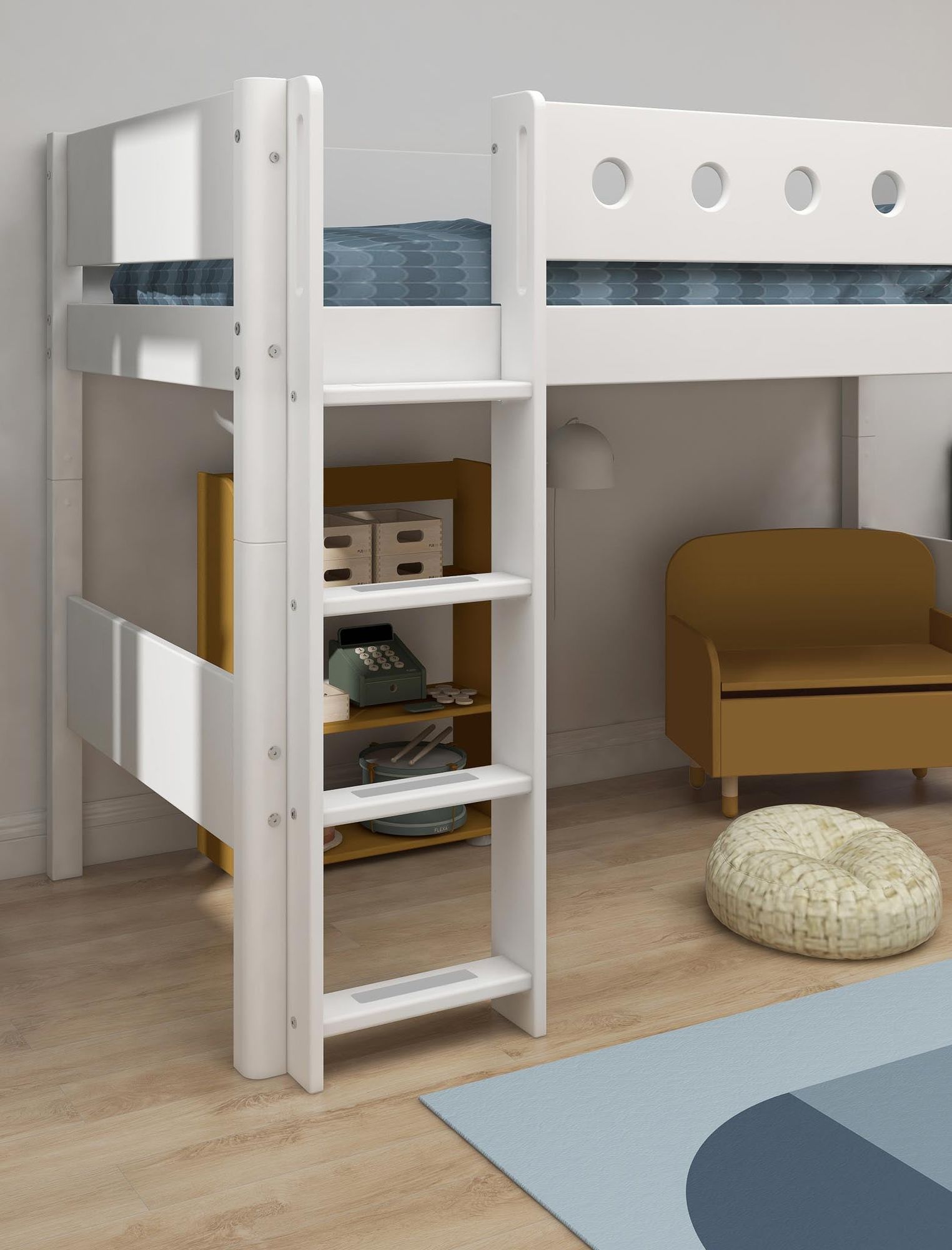 [product_category]-FLEXA Semi-high bed w. straight ladder-FLEXA-5706459073569-80-17326-40-FLE-3