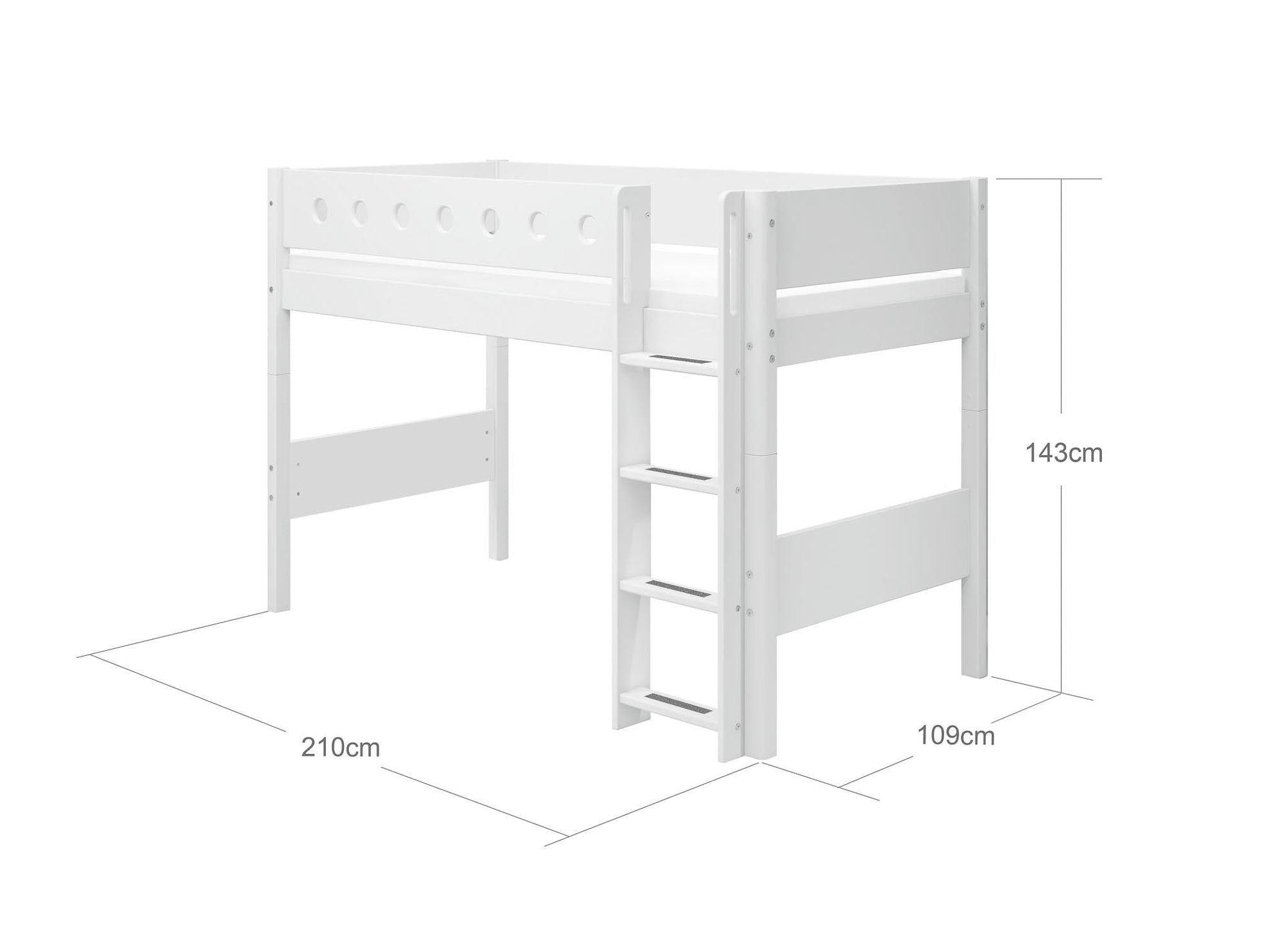 [product_category]-FLEXA Semi-high bed w. straight ladder-FLEXA-5706459073569-80-17326-40-FLE-8