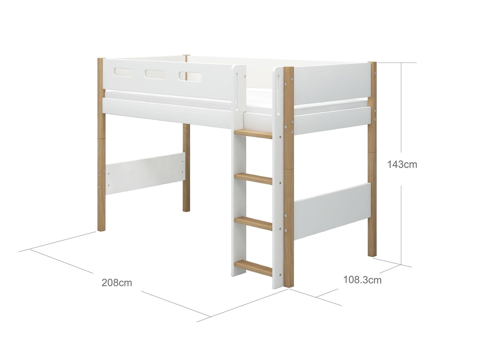 [product_category]-FLEXA Semi-high bed w. straight ladder-FLEXA-5706459132297-80-31316-95-FLE-10