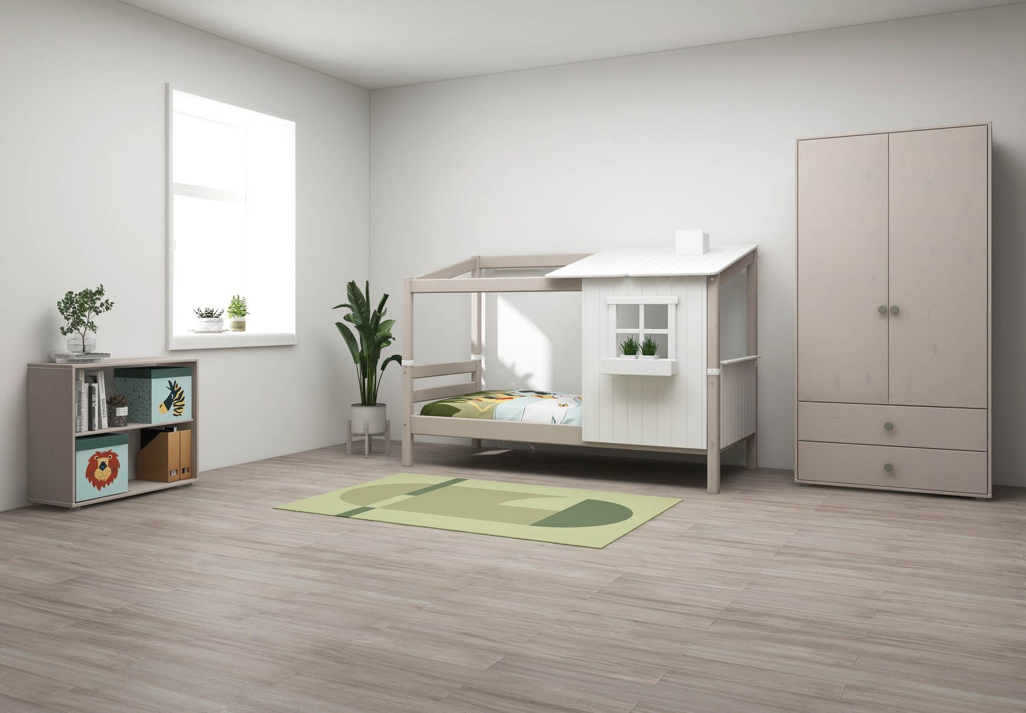 [product_category]-FLEXA Single bed w. 1/2 Classic House-FLEXA-5706459130101-90-10772-72-01-FLE-5