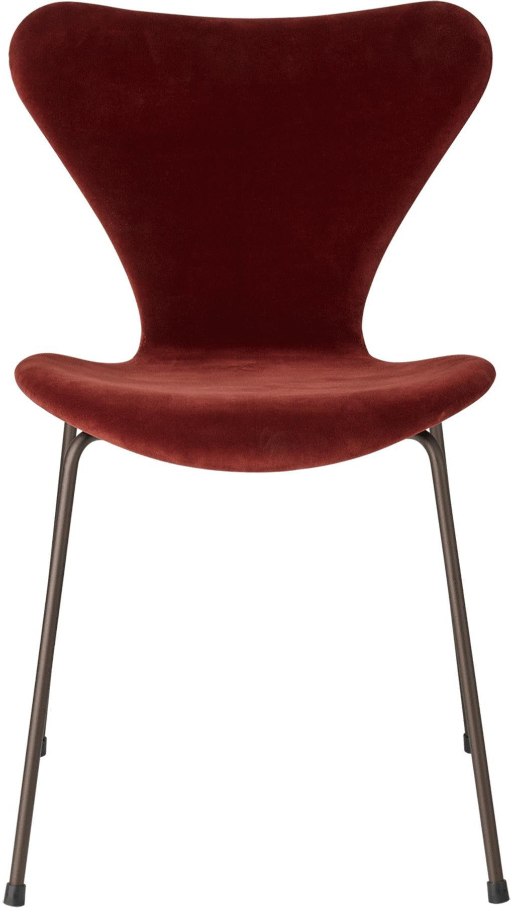 [product_category]-Fritz Hansen 3107 Chair Full Upholstery, Brown Bronze/Belfast Velvet Autumn Red-Fritz Hansen-3107VELVET-autumnred-FRI-1