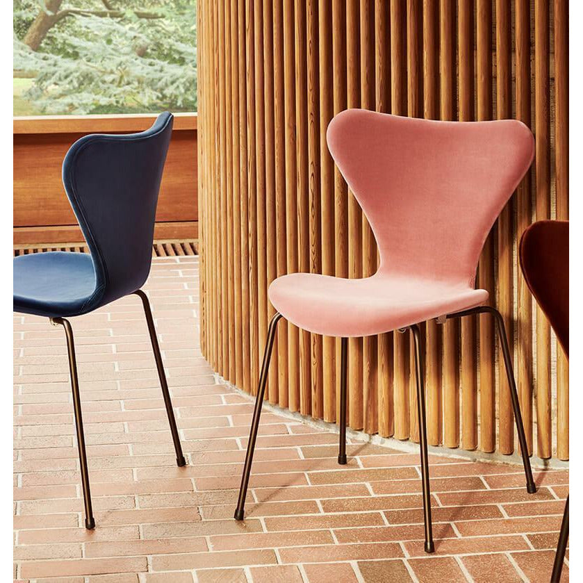 [product_category]-Fritz Hansen 3107 Chair Full Upholstery, Brown Bronze/Belfast Velvet Autumn Red-Fritz Hansen-3107VELVET-autumnred-FRI-3