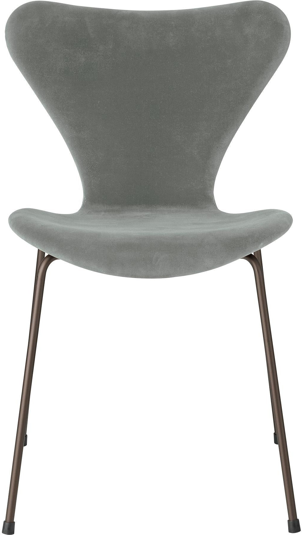 [product_category]-Fritz Hansen 3107 Chair Full Upholstery, Brown Bronze/Belfast Velvet Seal Grey-Fritz Hansen-3107VELVET-sealgrey-FRI-1